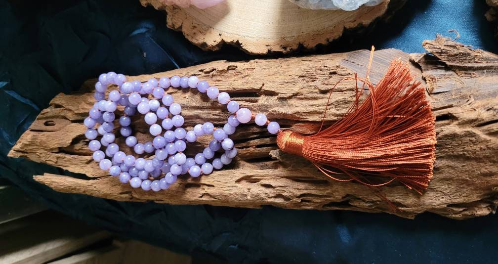 Tanzanite knotted necklace mala crystal 108 beads crystal healing Meditation jewellery for him or her