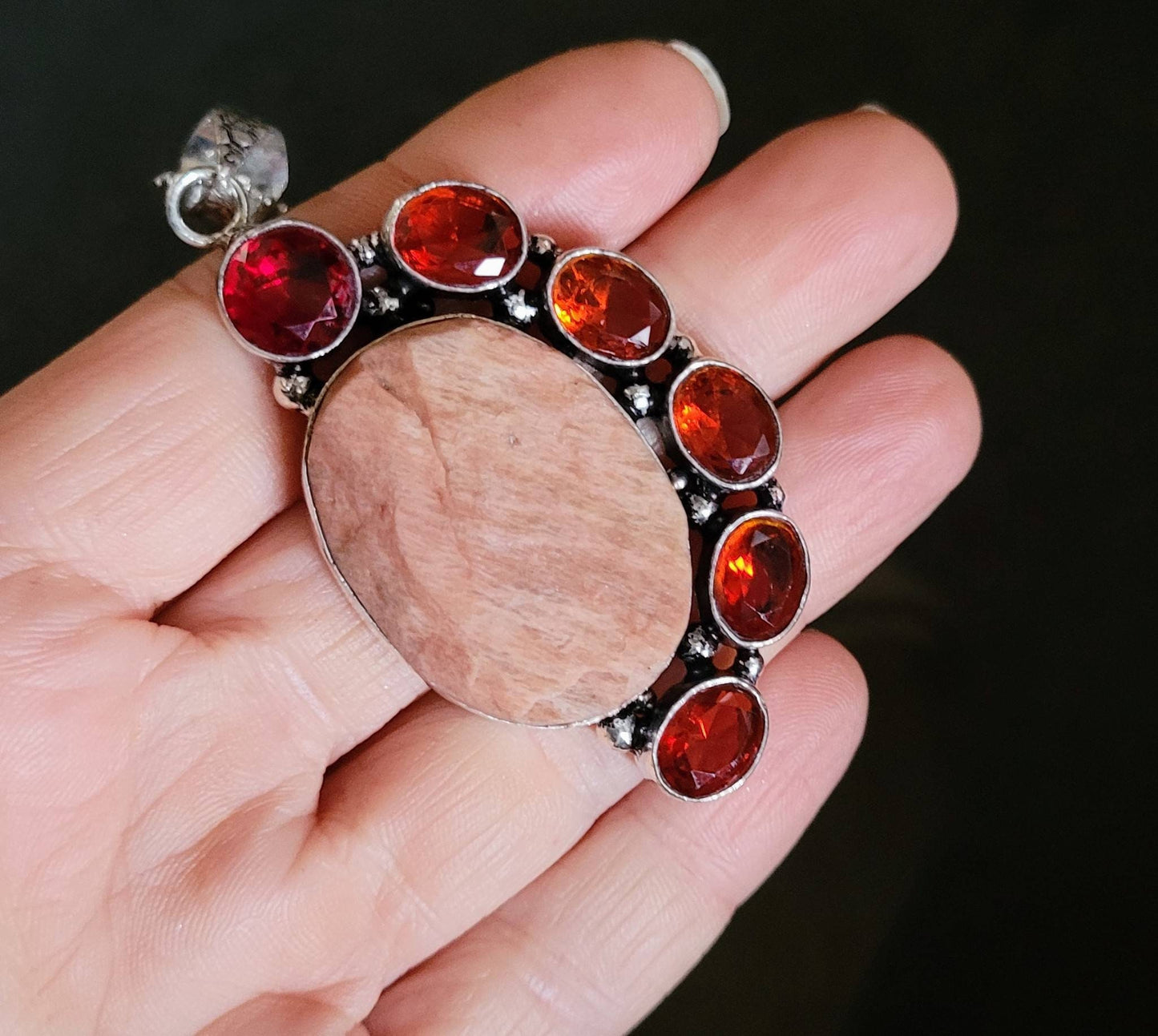 Red Jasper necklace with red garnet 925  silver pendant crystal jewelry natural Stone