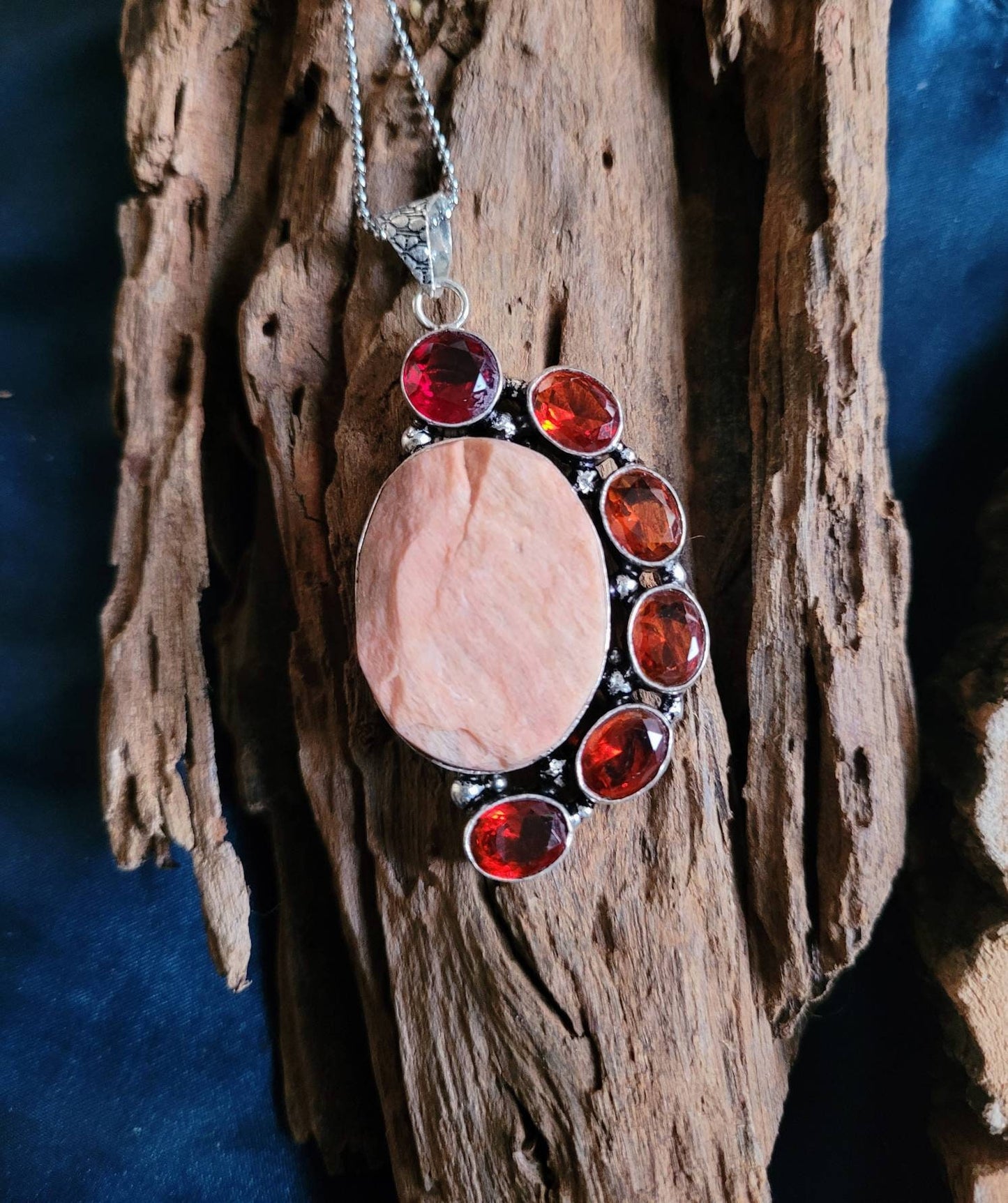 Red Jasper necklace with red garnet 925  silver pendant crystal jewelry natural Stone