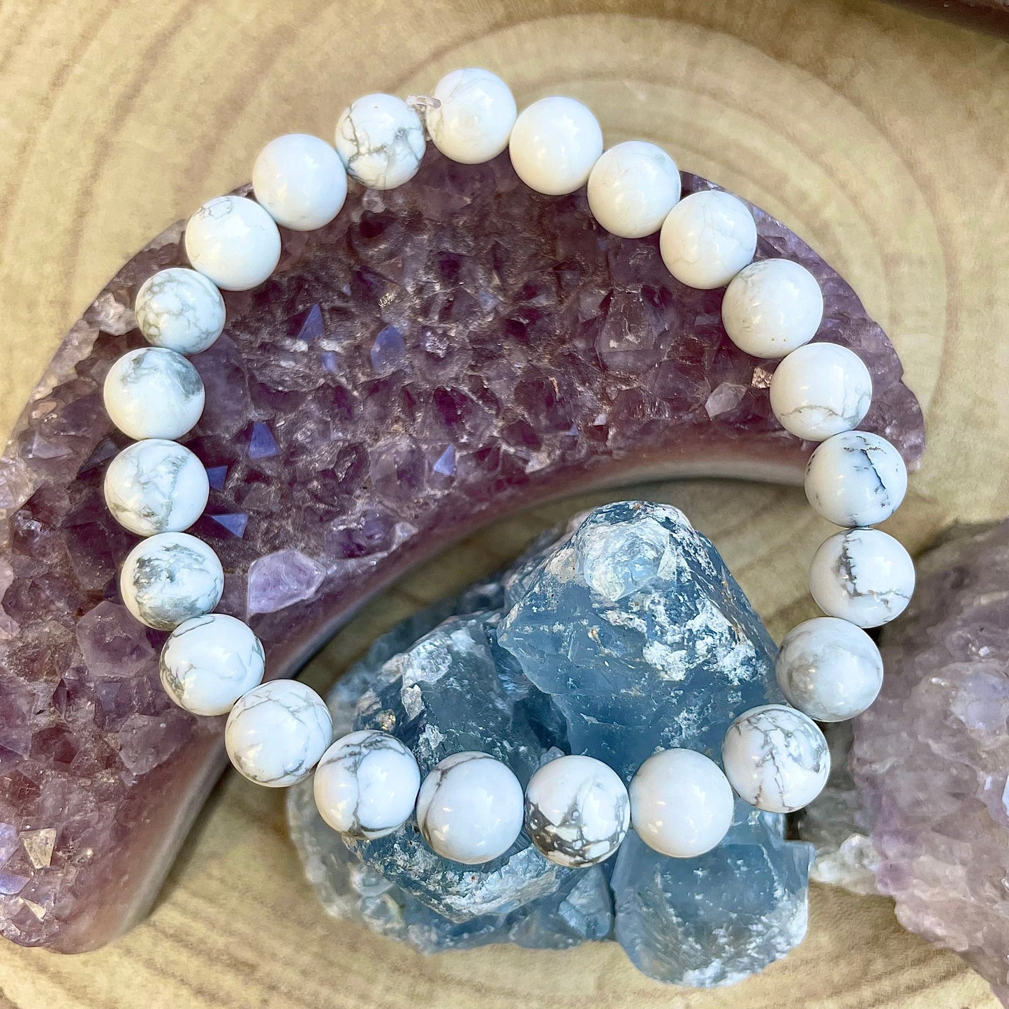 Howlite Bracelet crystal healing jewellery for men or women gift for him or her calming jewelry