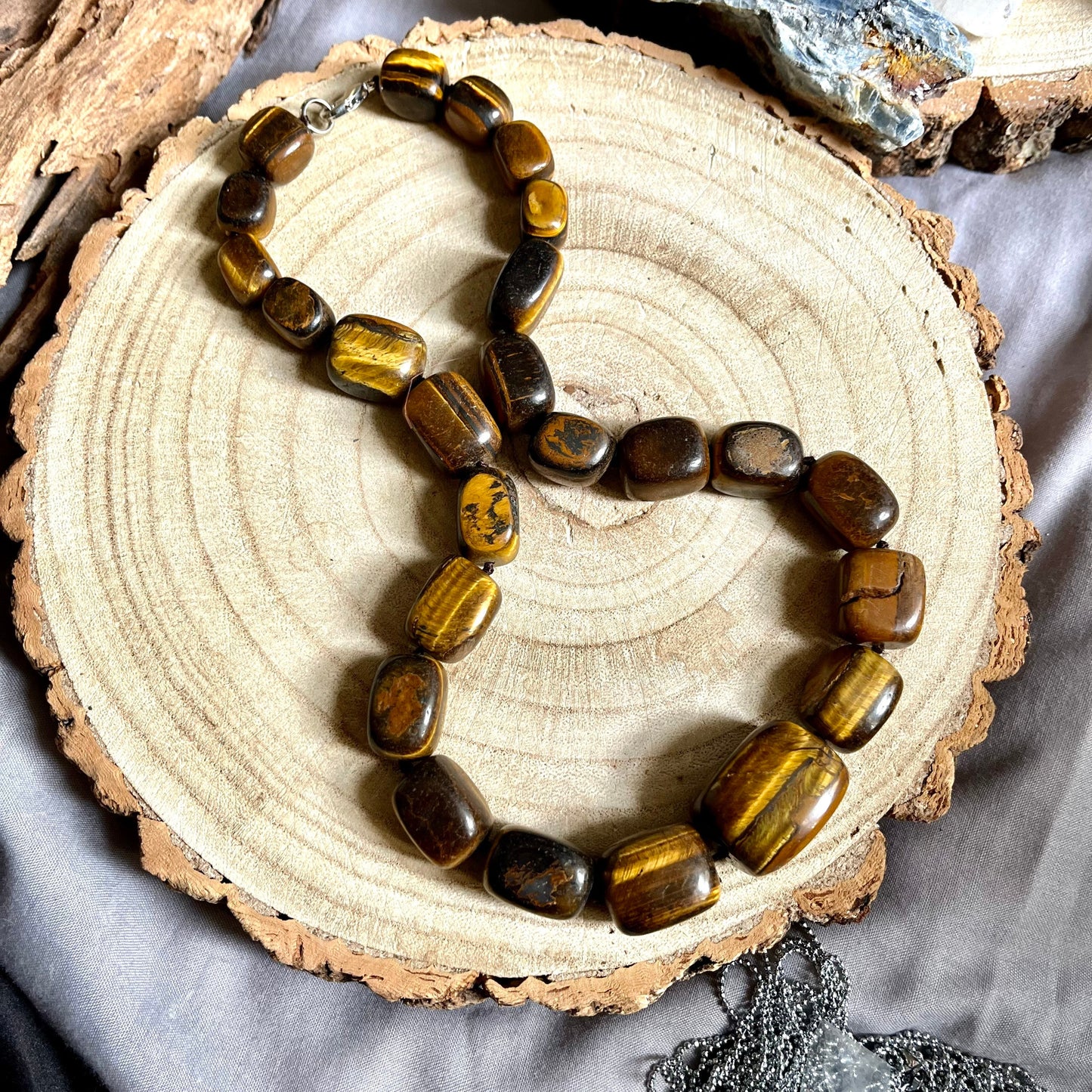 Tigers eye knotted necklace crystal healing gift for him or her jewellery for men or women protection jewelry Gemini gemstone