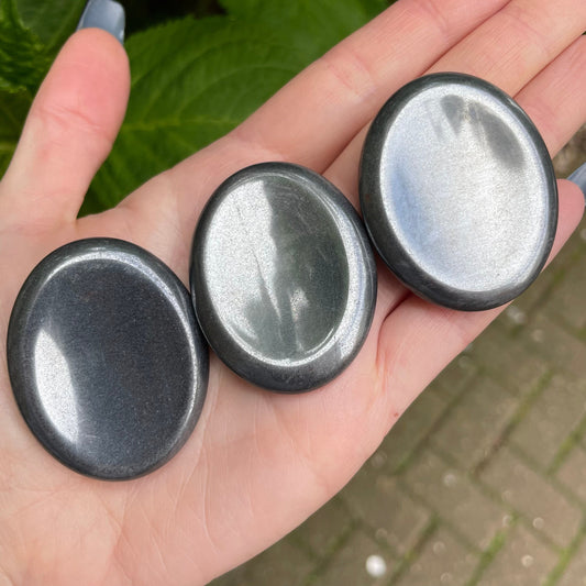 Hematite worry stone thumb stone crystal healing natural stone