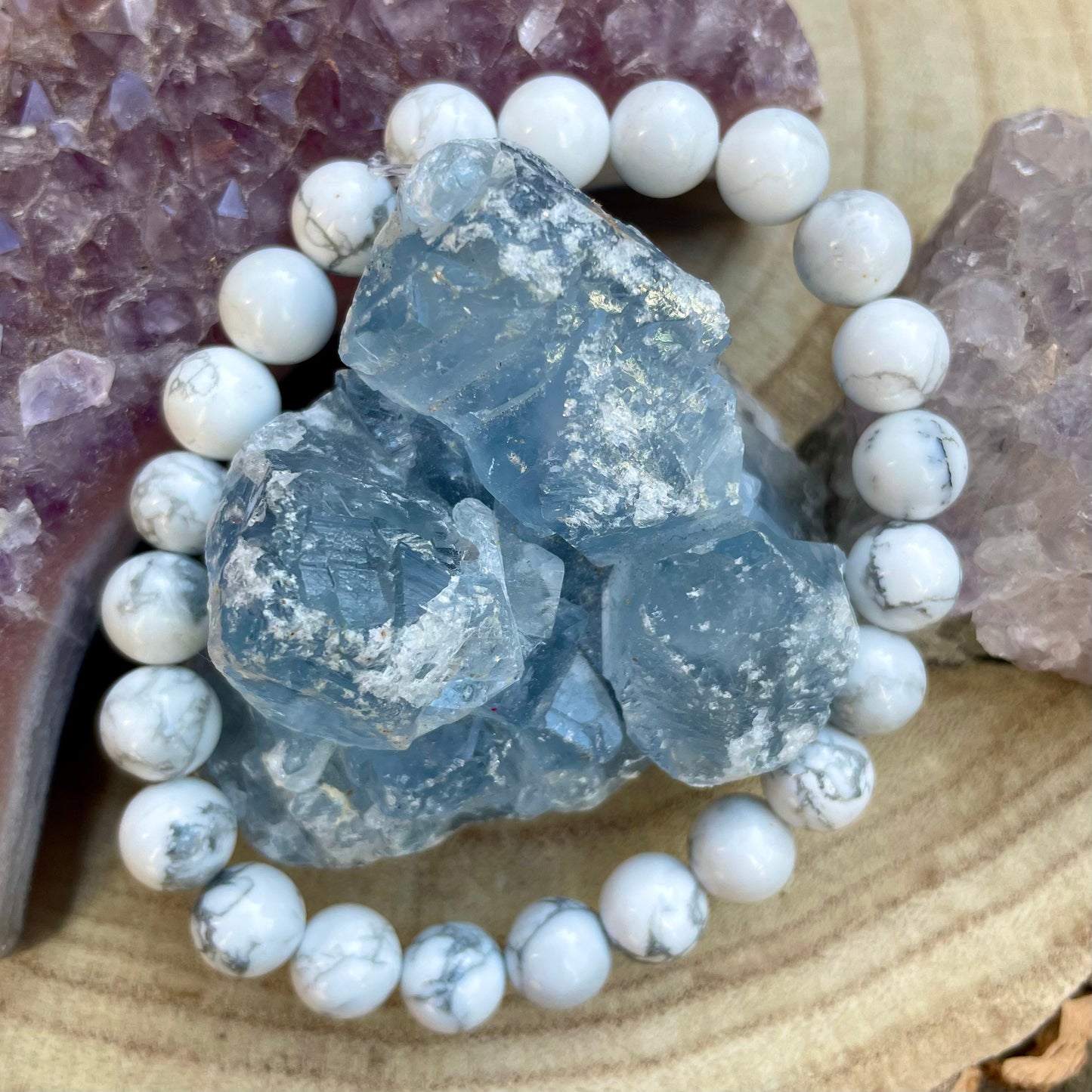 Howlite Bracelet crystal healing jewellery for men or women gift for him or her calming jewelry