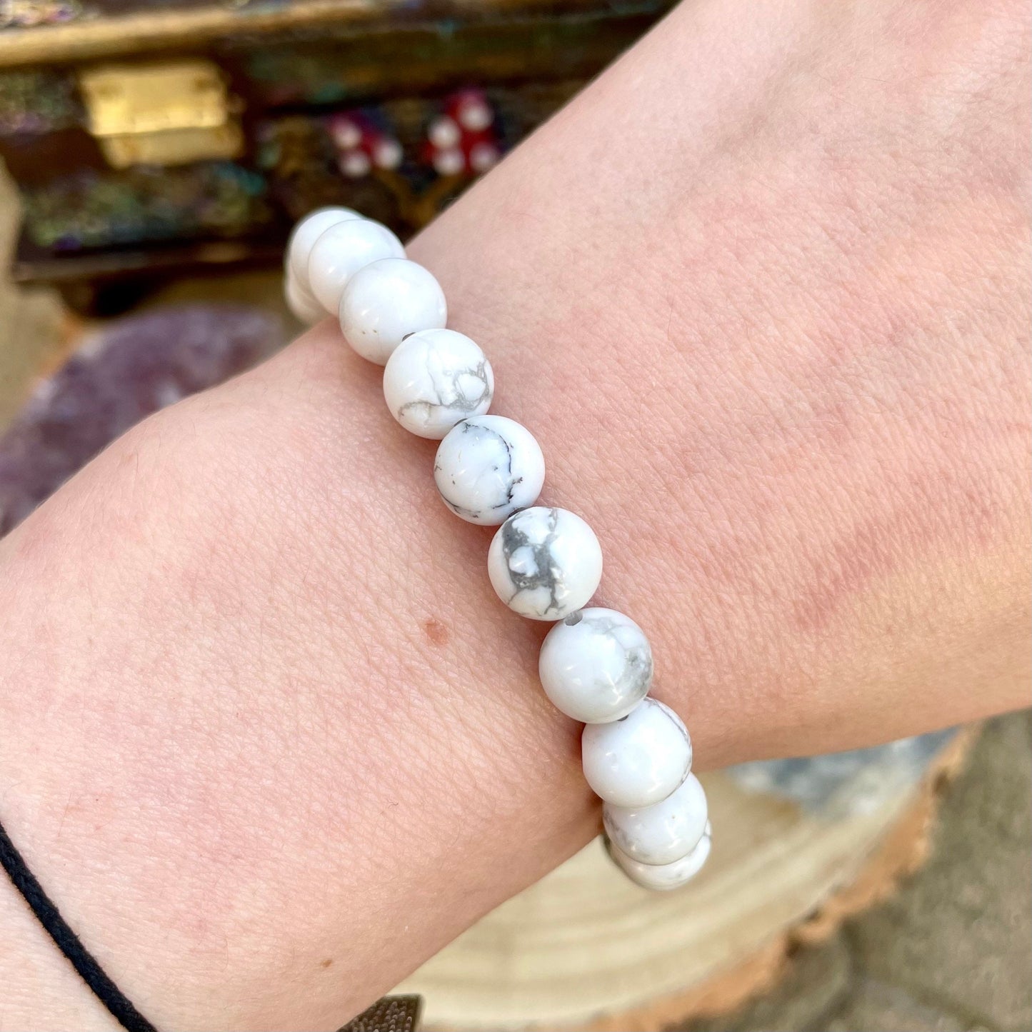 Howlite Bracelet crystal healing jewellery for men or women gift for him or her calming jewelry