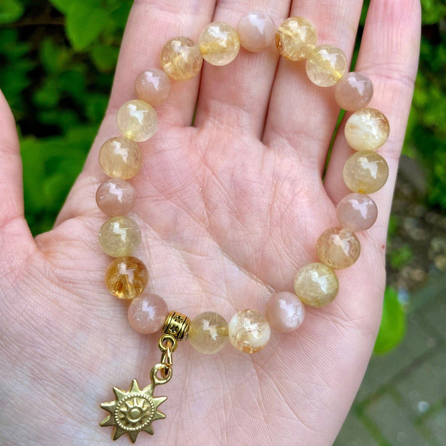 connect with the sun bracelet sunstone citrine and golden quartz encourages positivity crystal  bracelet gift