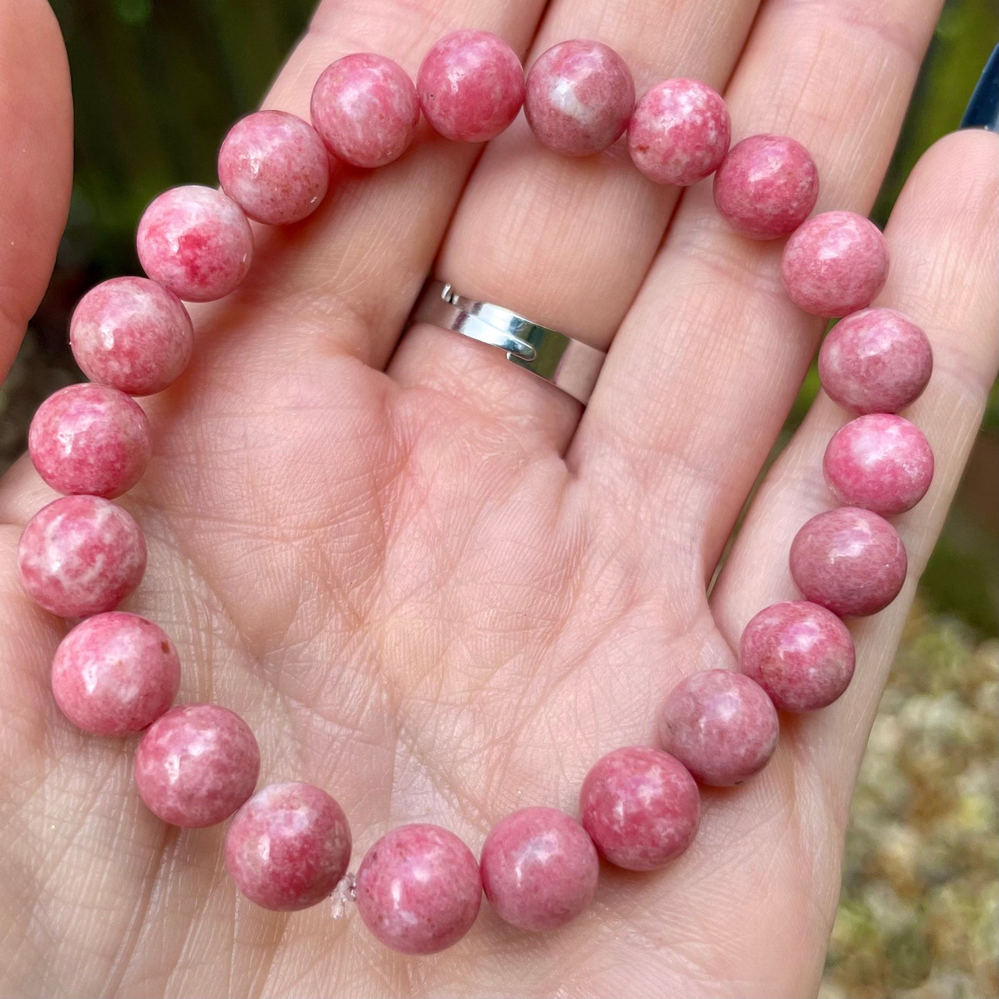 Thulite bracelet crystal healing witchy jewellery gift for her heart chakra