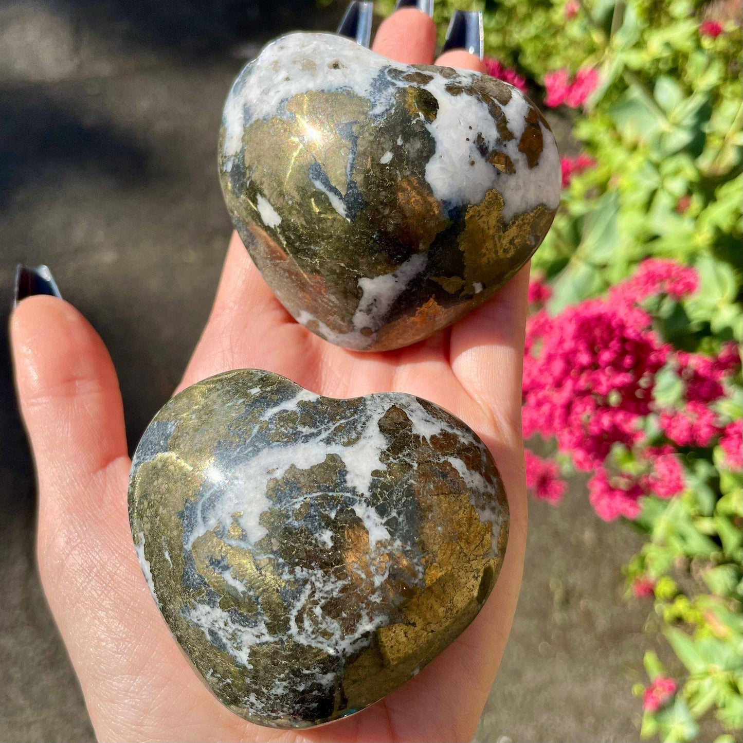 Pyrite heart Crystal healing polished stone Home decor Ornament approx 200-250g