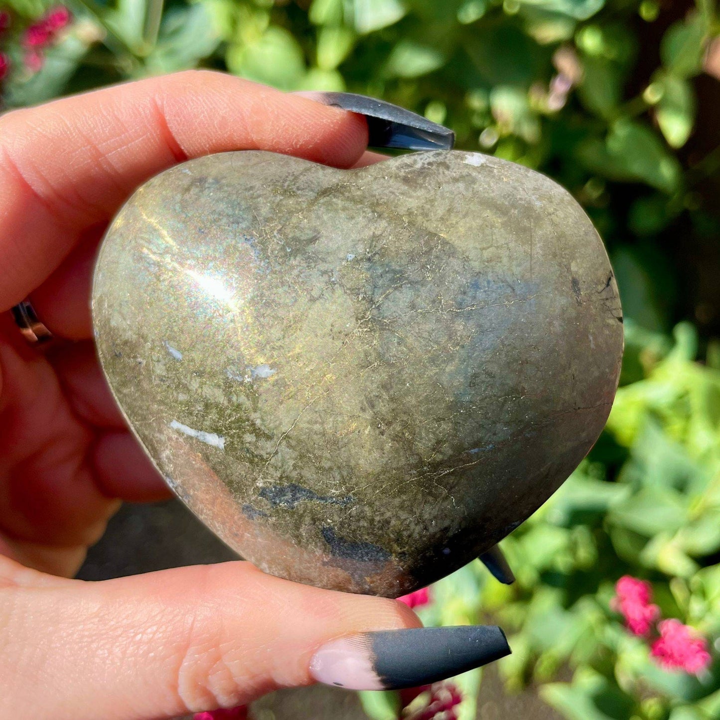 Pyrite heart Crystal healing polished stone Home decor Ornament approx 200-250g