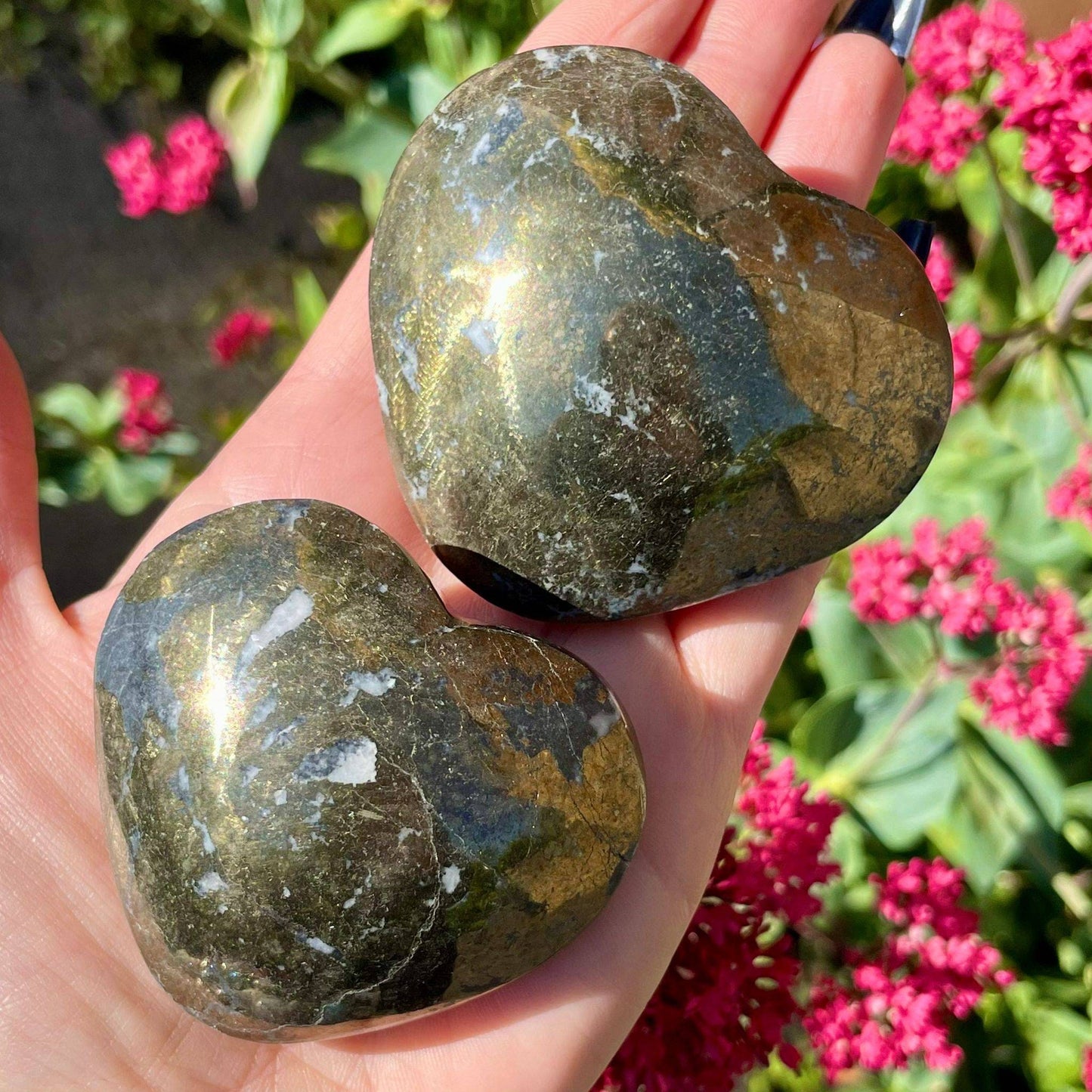 Pyrite heart Crystal healing polished stone Home decor Ornament approx 200-250g