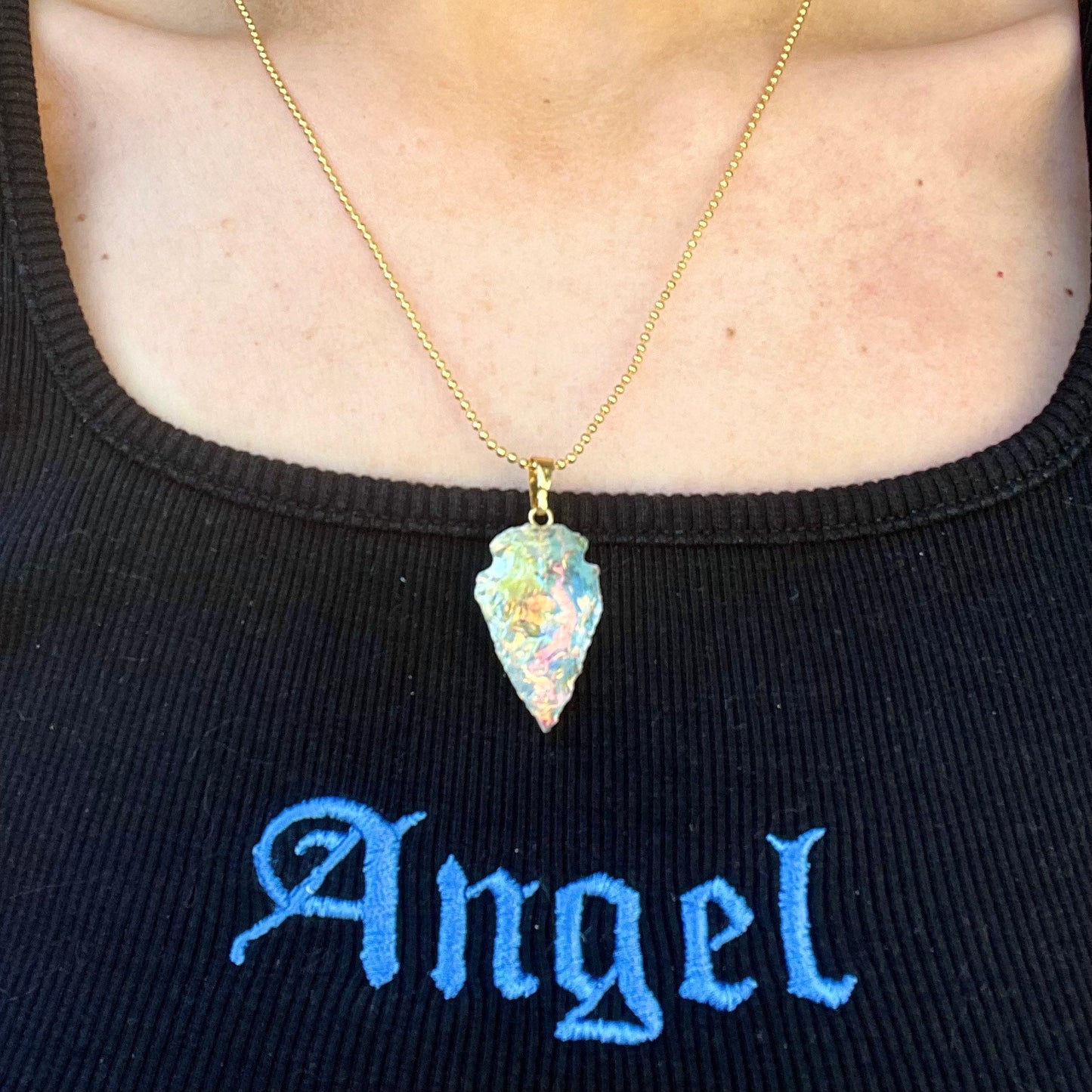 Angel Aura quartz arrow necklace pendant natural stone crystal healing  - Master Healer, Amplifier, Creativity, Attunement, Romance