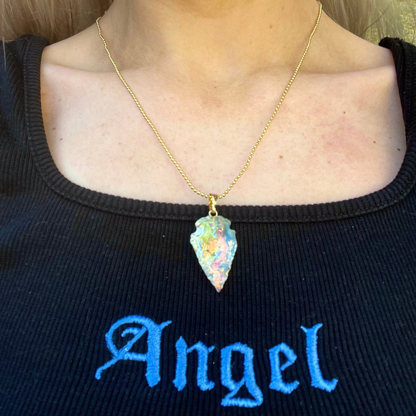 Angel Aura quartz arrow necklace pendant natural stone crystal healing  - Master Healer, Amplifier, Creativity, Attunement, Romance