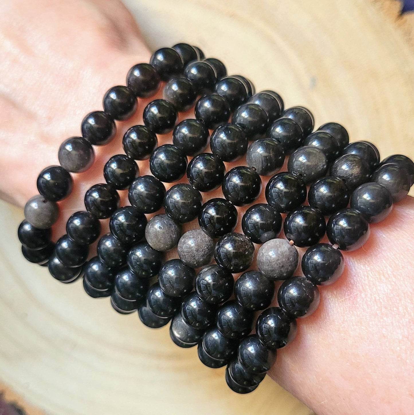 Black Obsidian Bracelet crystal healing protection gift for him or her