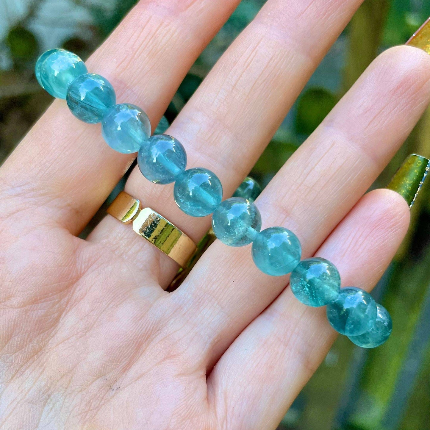 Blue fluorite bracelet crystal healing natural stone stretch stacking bracelet