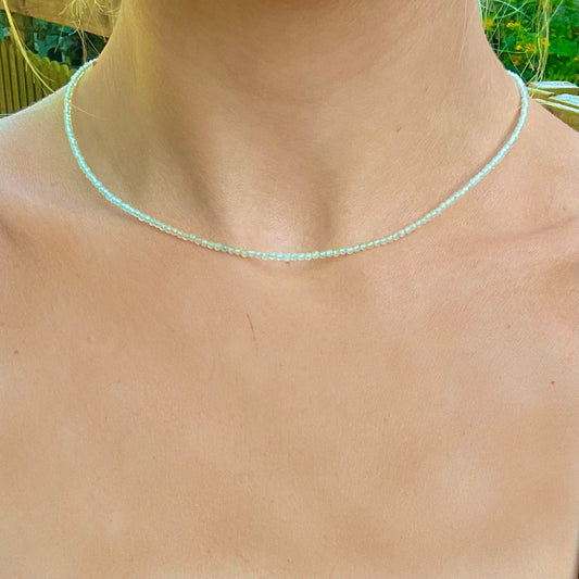 Prehnite choker prehnite necklace minimalist crystal healing jewellery natural stone genuine crystal jewelry