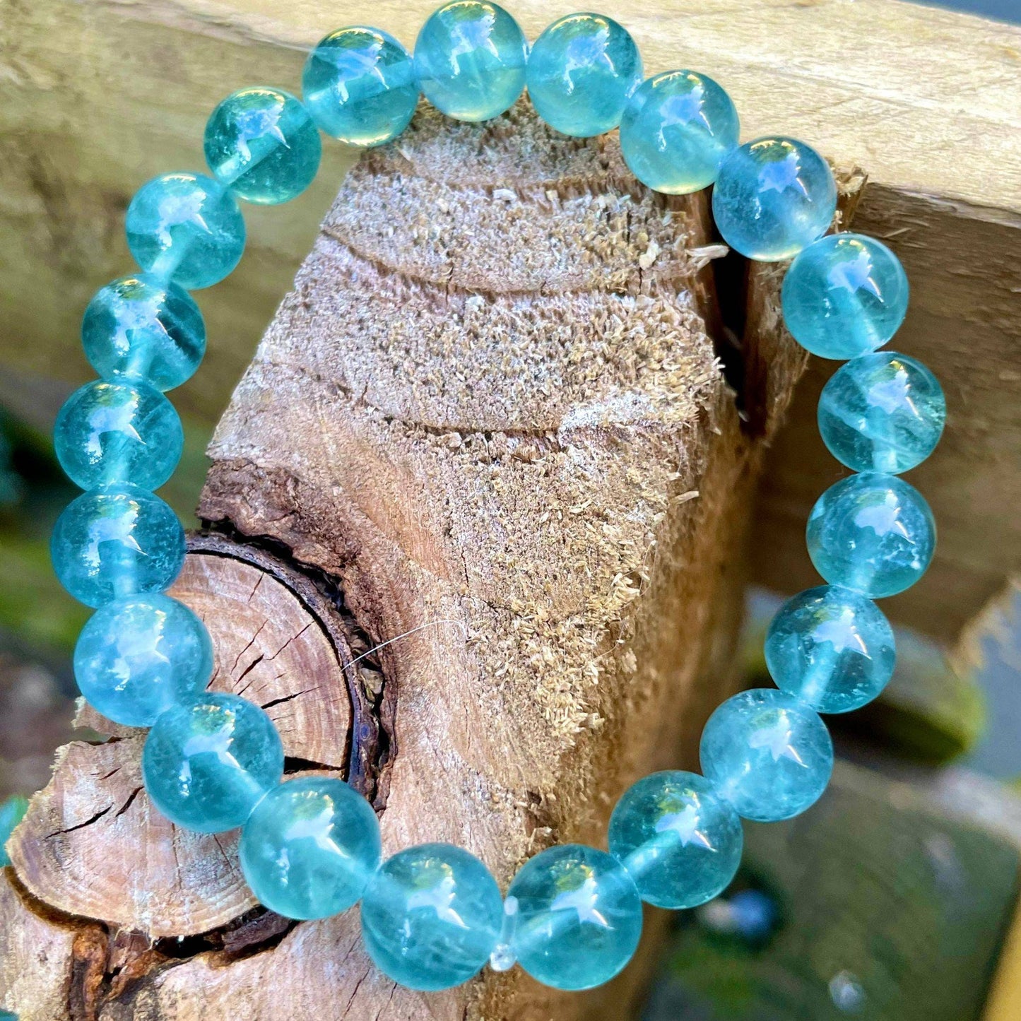 Blue fluorite bracelet crystal healing natural stone stretch stacking bracelet