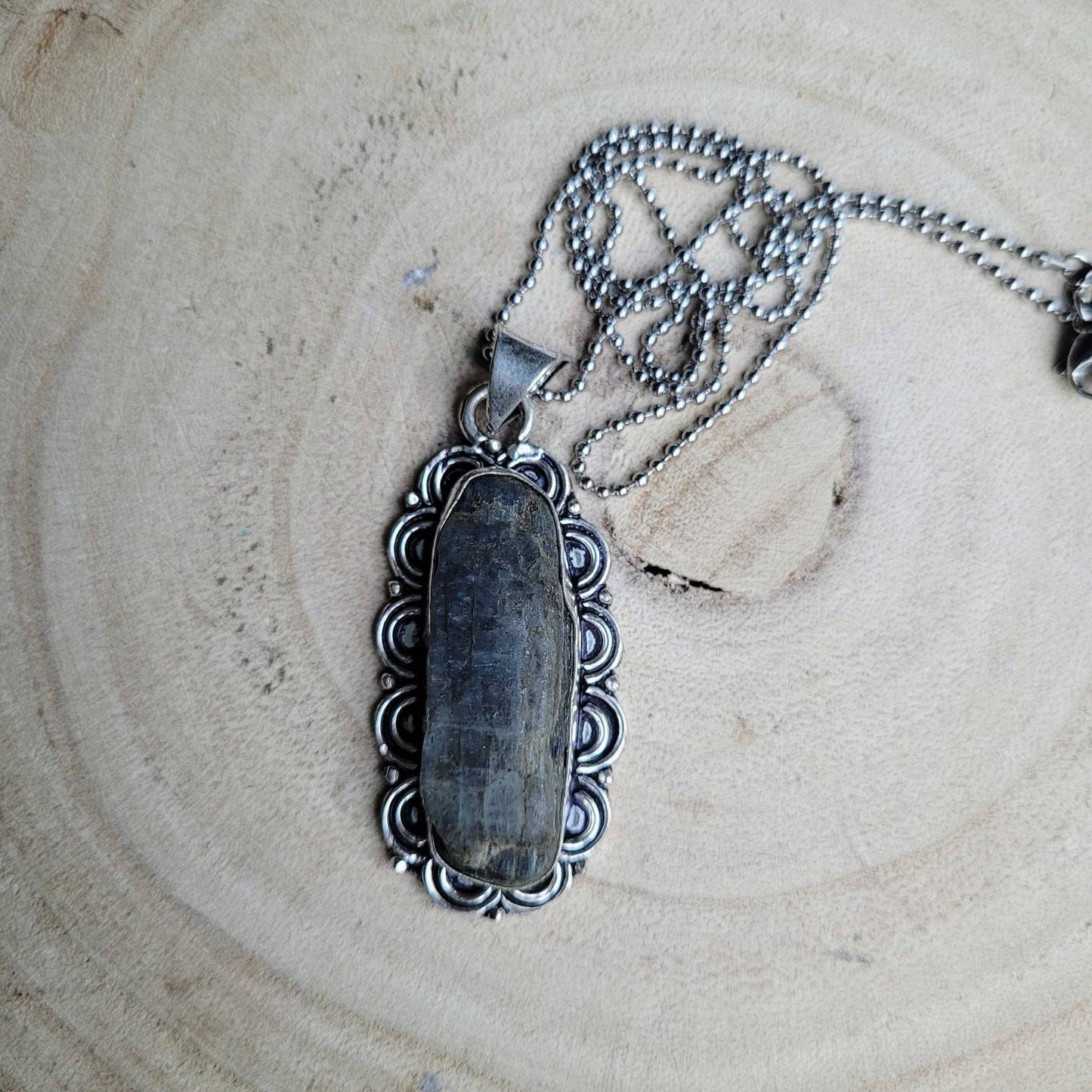 Kyanite necklace pendant 925 silver Crystal healing natural stone