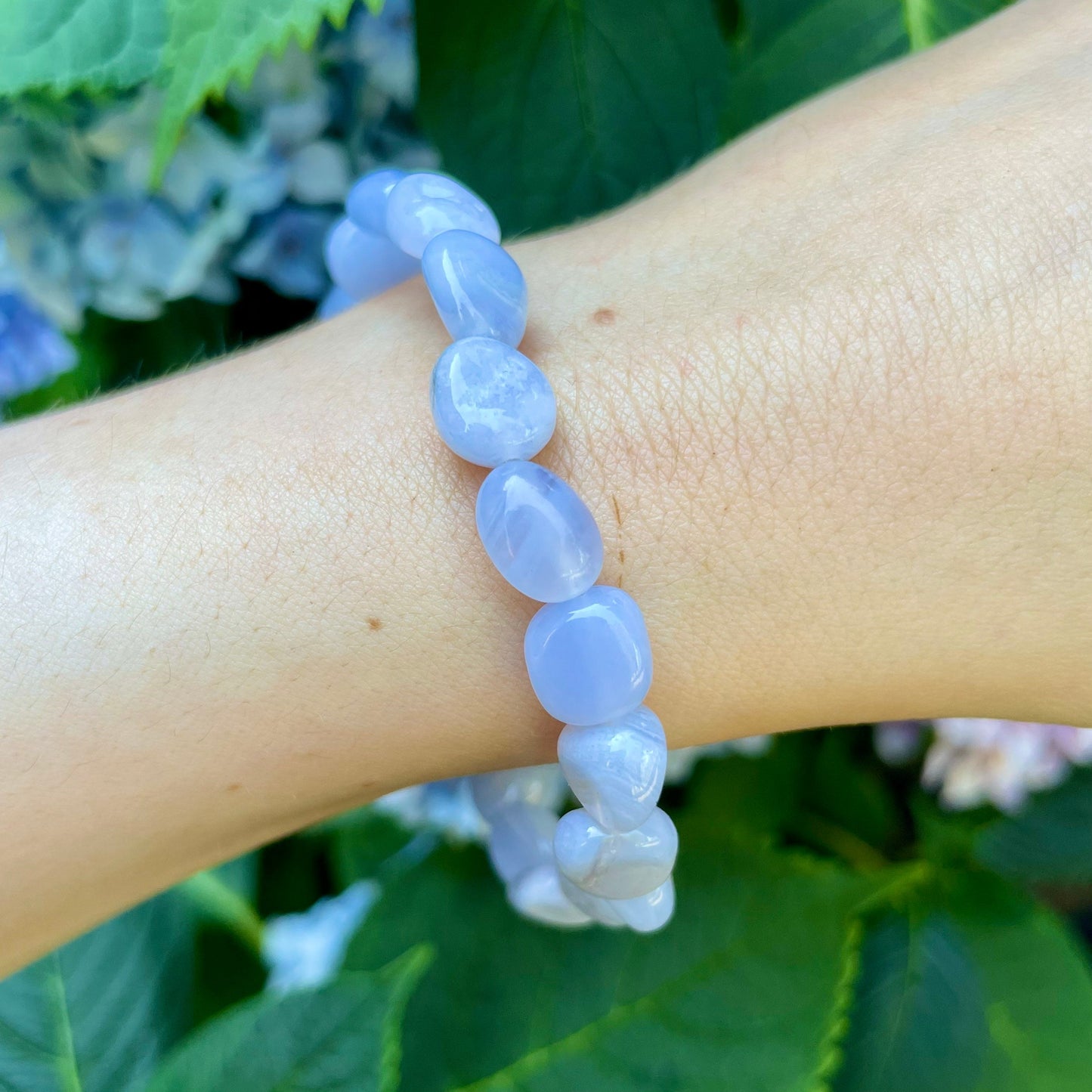 Blue Lace Agate bead nugget Bracelet crystal natural stone jewellery calming