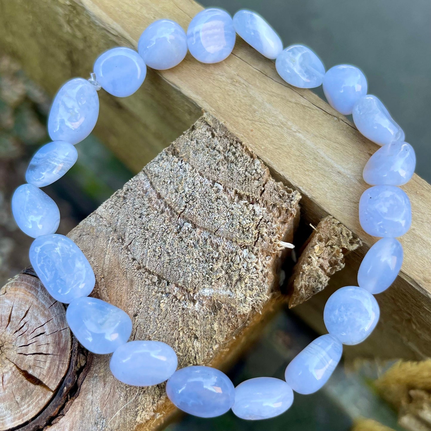 Blue Lace Agate bead nugget Bracelet crystal natural stone jewellery calming