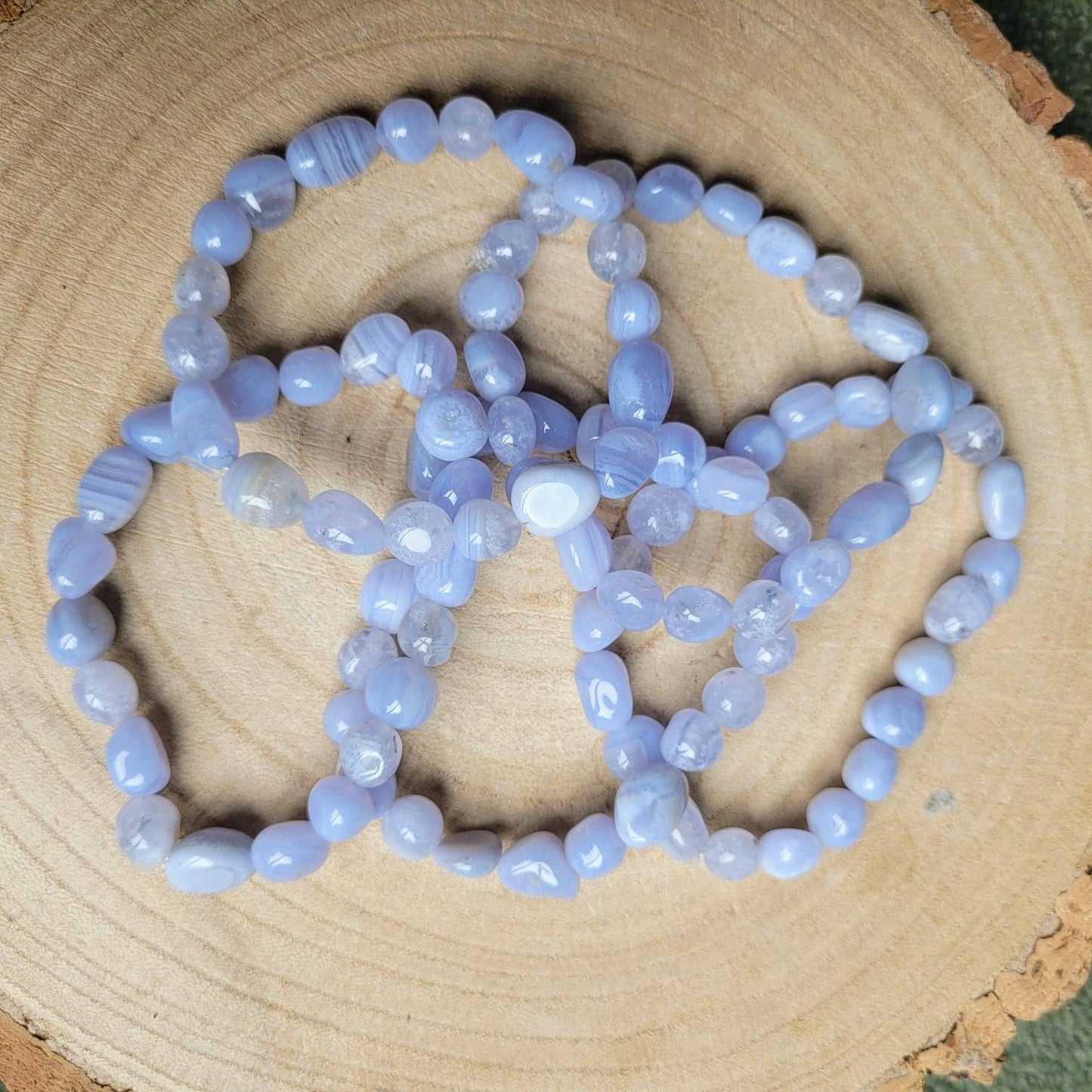 Blue Lace Agate bead nugget Bracelet crystal natural stone jewellery calming