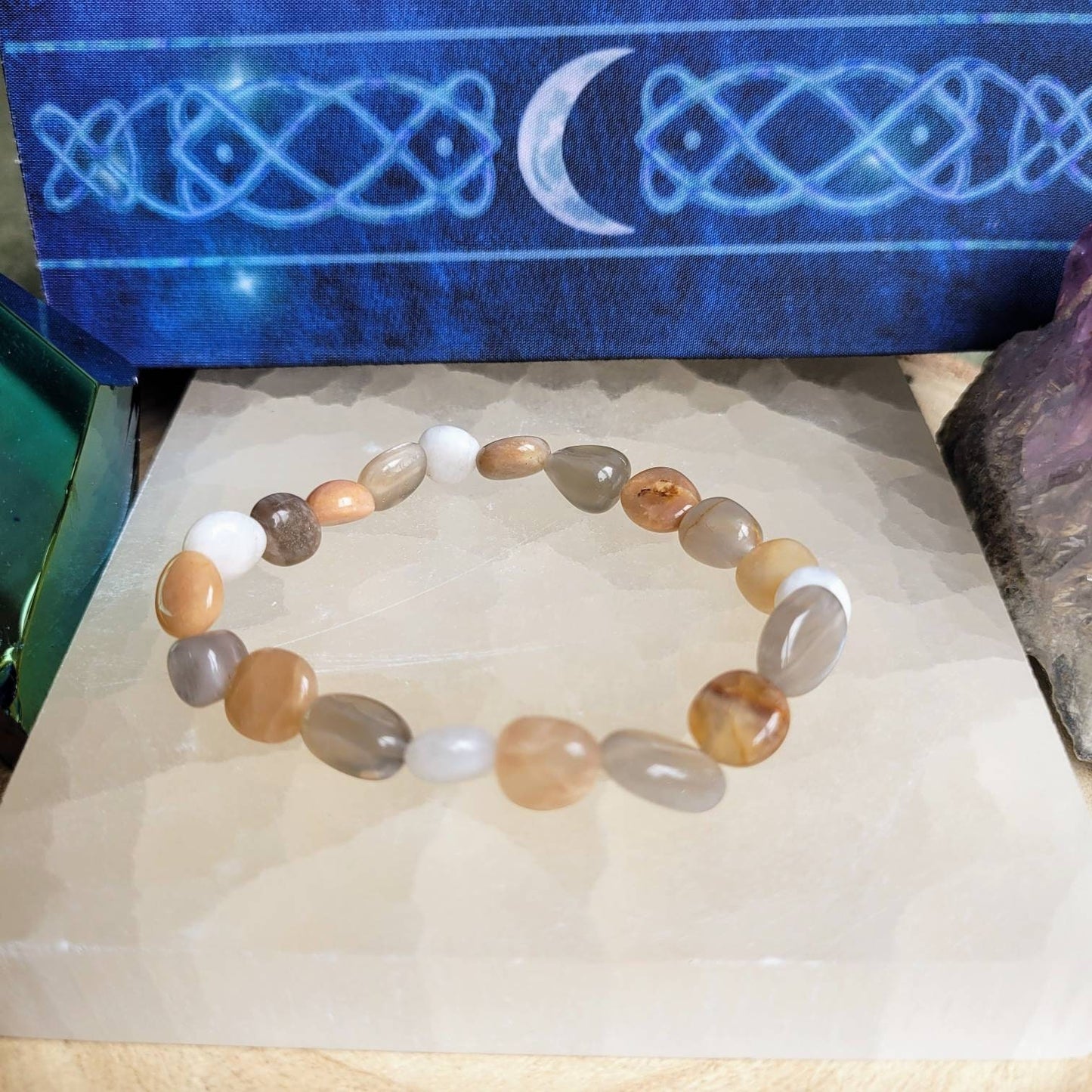 Moonstone bracelet natural stone crystal jewellery calming and balance