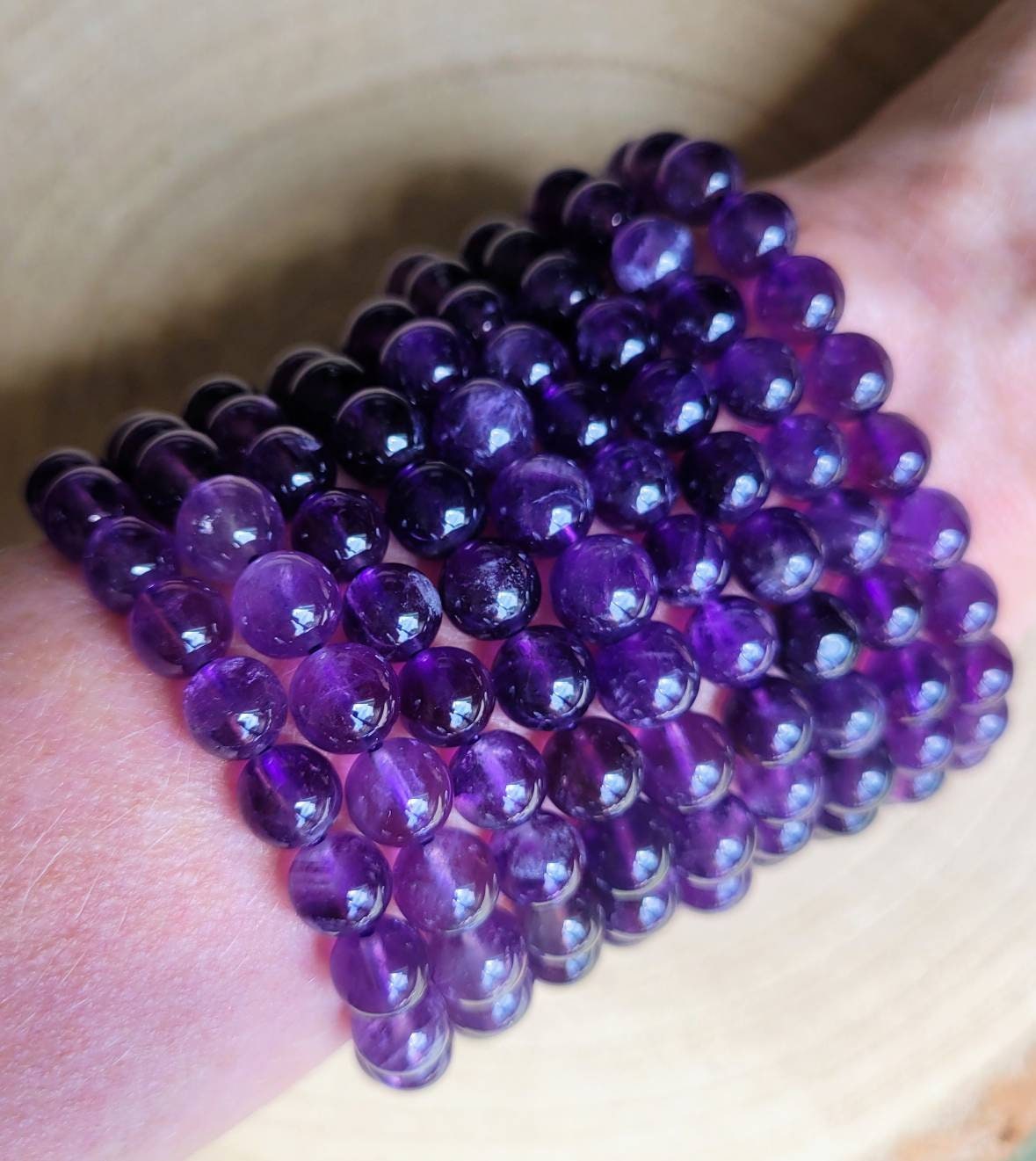 Amethyst Bracelet crystal healing natural stone February birthstone stacking jewellery gemstone jewelry