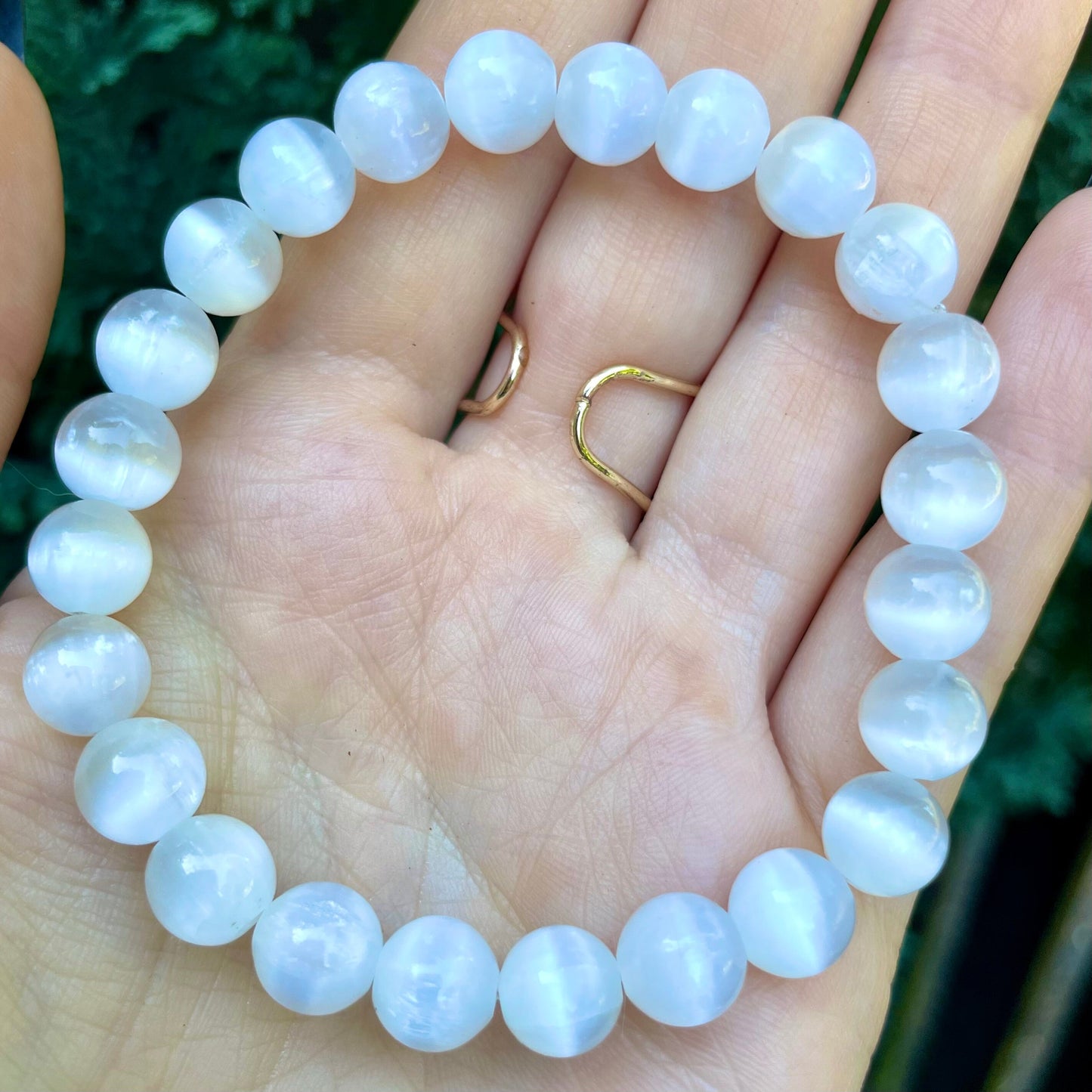 Selenite bracelet crystal healing natural stone stretch stacking bracelet