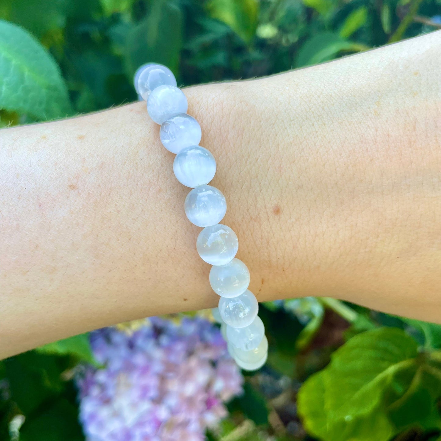 Selenite bracelet crystal healing natural stone stretch stacking bracelet