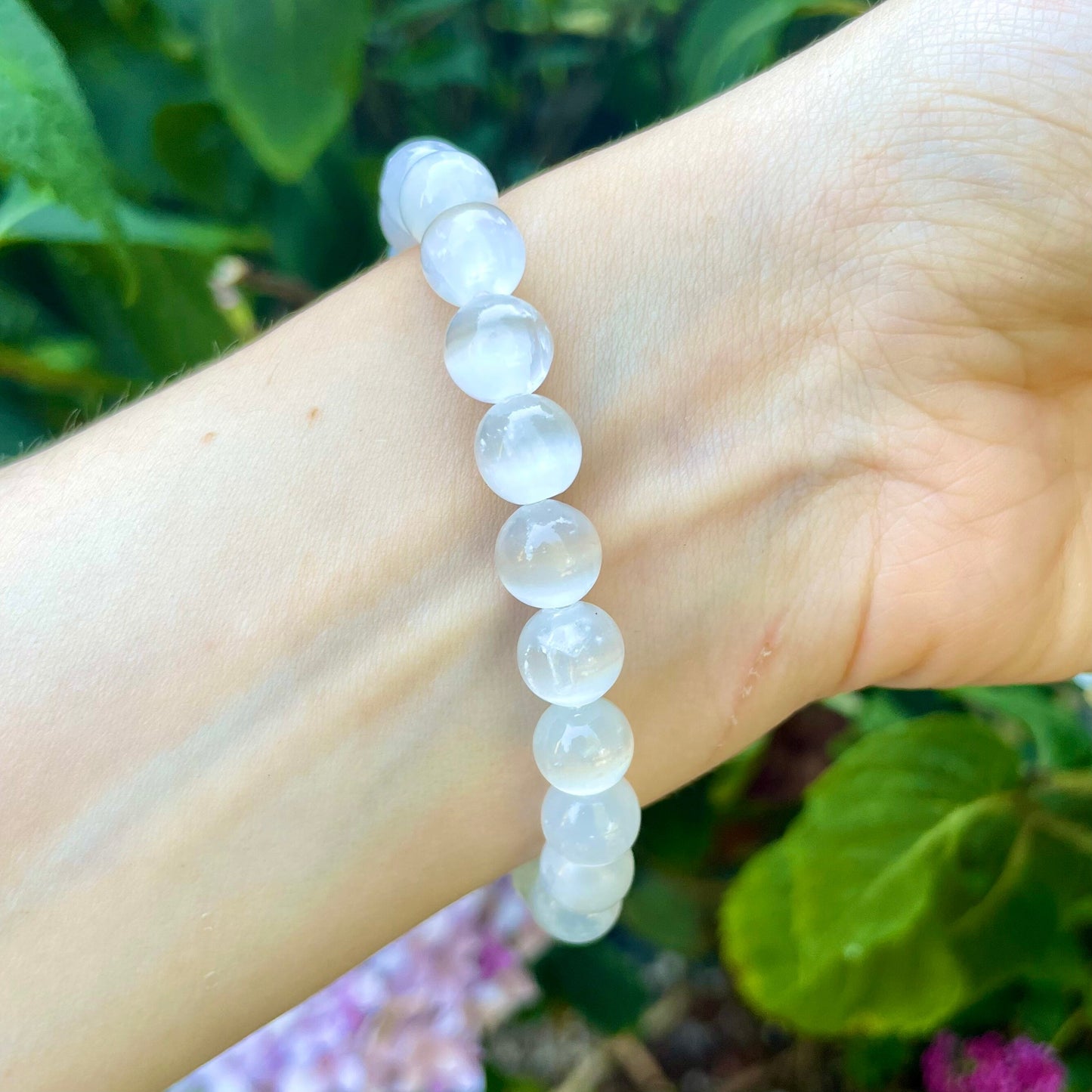 Selenite bracelet crystal healing natural stone stretch stacking bracelet