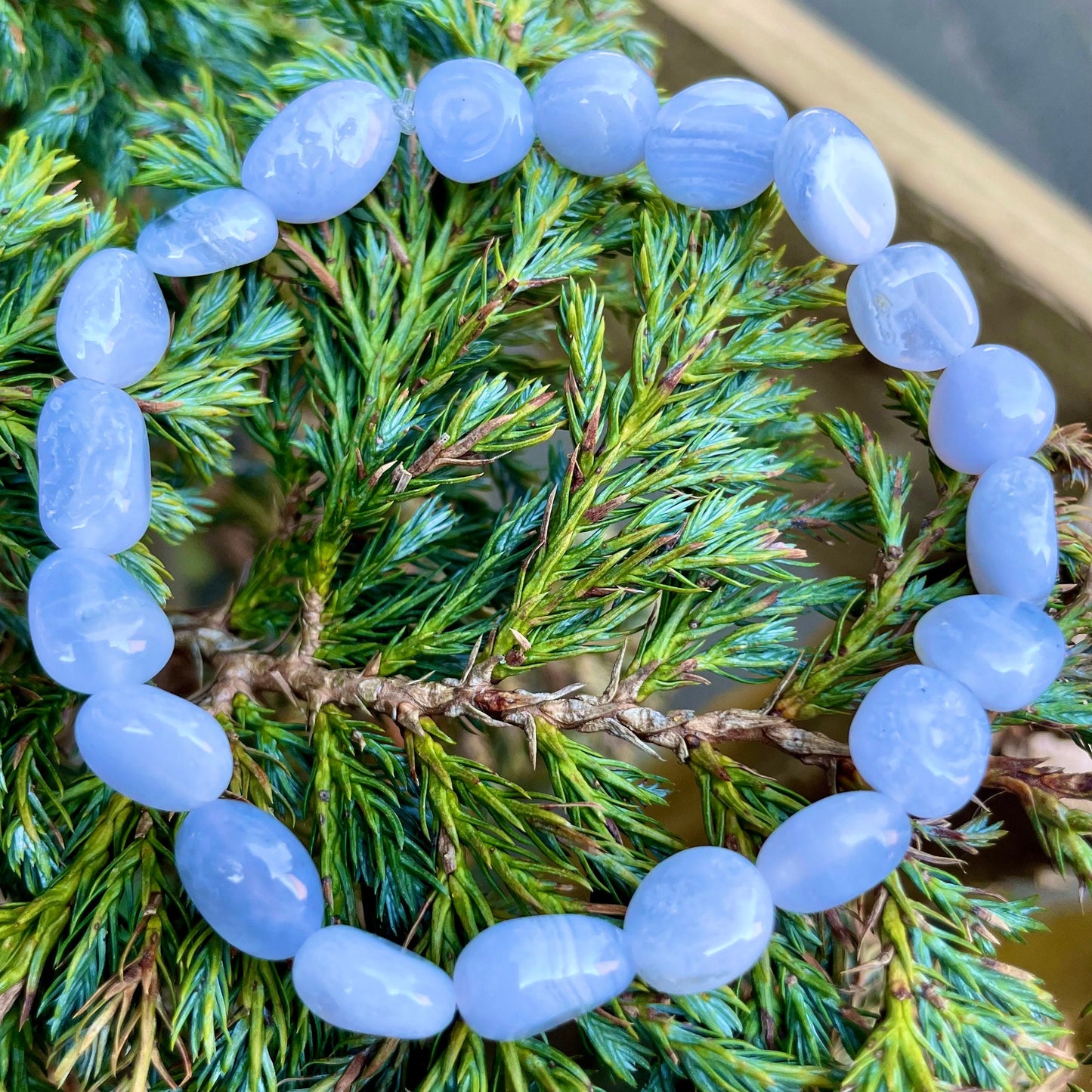 Blue Lace Agate bead nugget Bracelet crystal natural stone jewellery calming