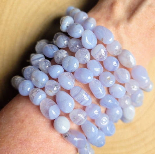 Blue Lace Agate bead nugget Bracelet crystal natural stone jewellery calming