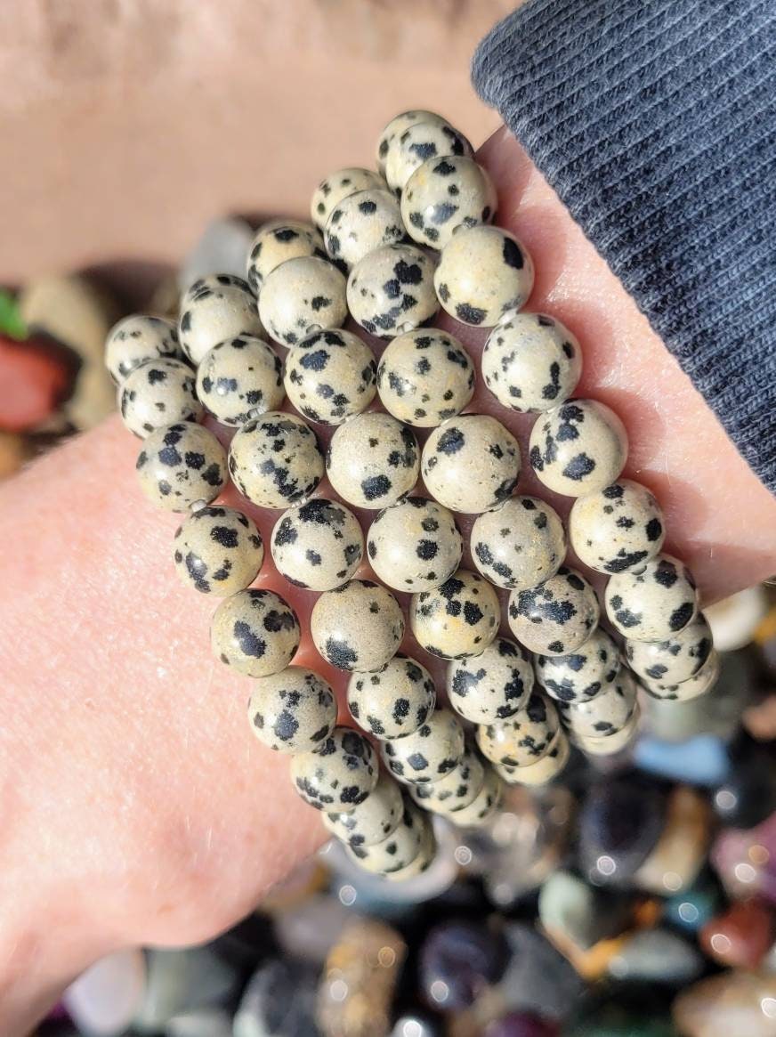 dalmation Jasper bracelet crystal healing jewellery gift for him or her