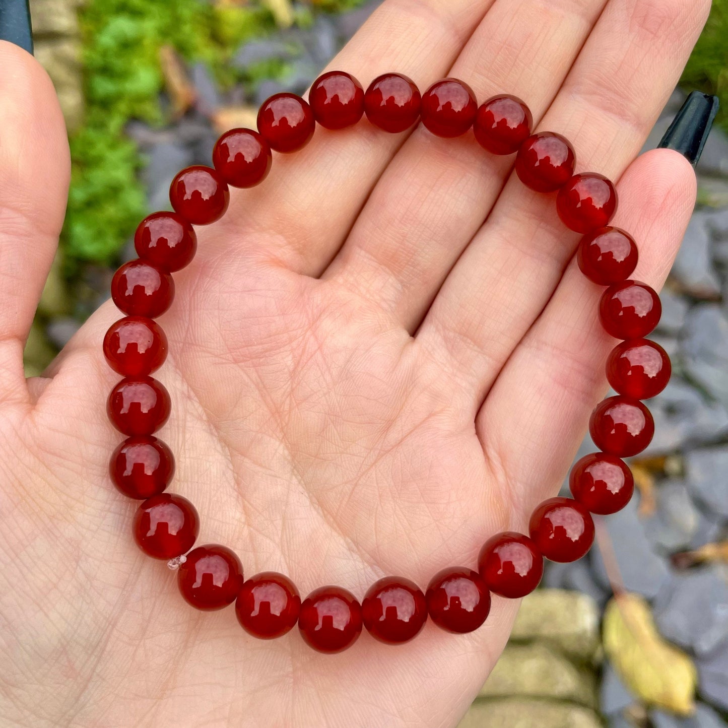 carnelian bracelet natural stone crystal healing stretchy stacking sacral chakra jewellery gift for him or her