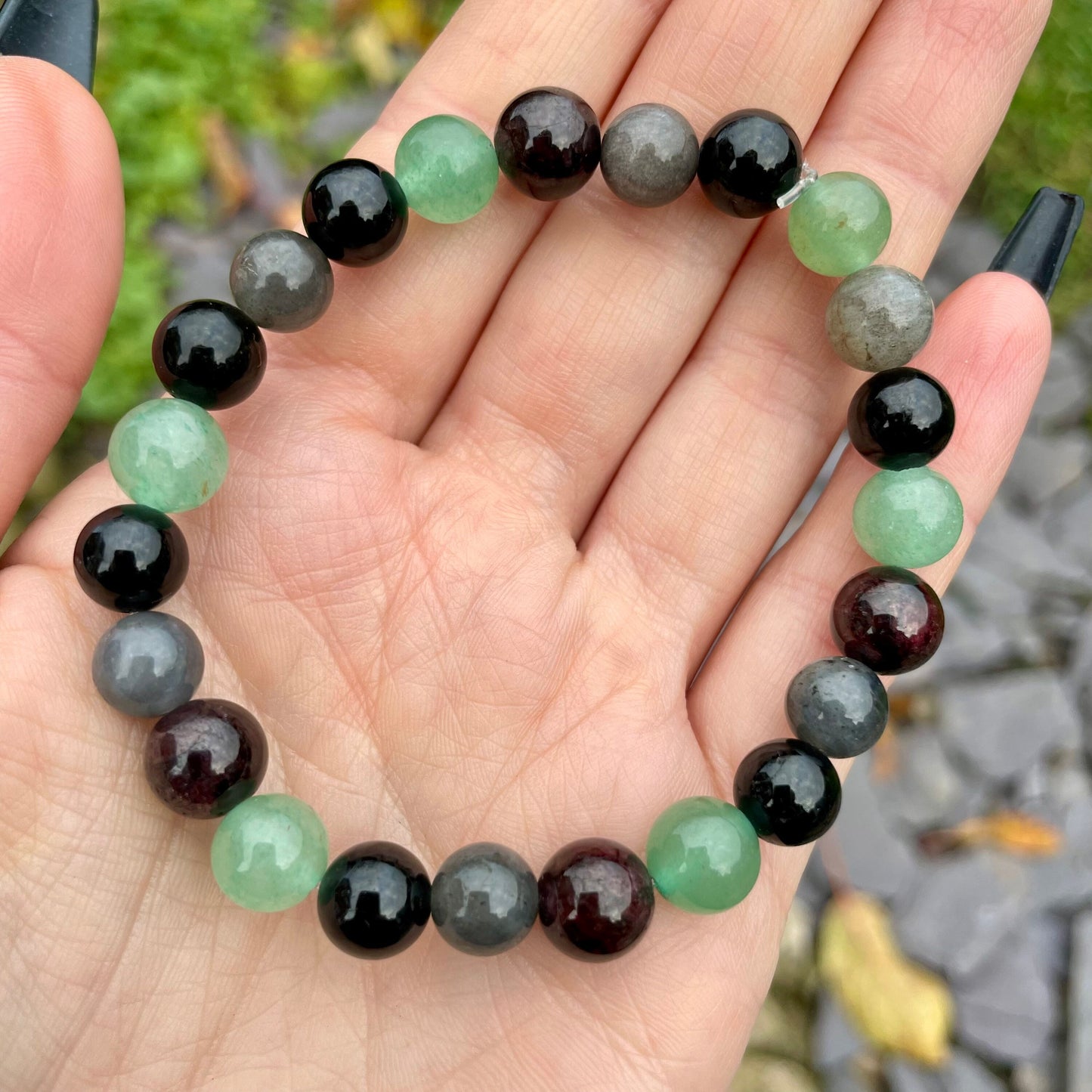 Energy vampires protection crystal healing bracelet black tourmaline garnet labradorite gift for him or her