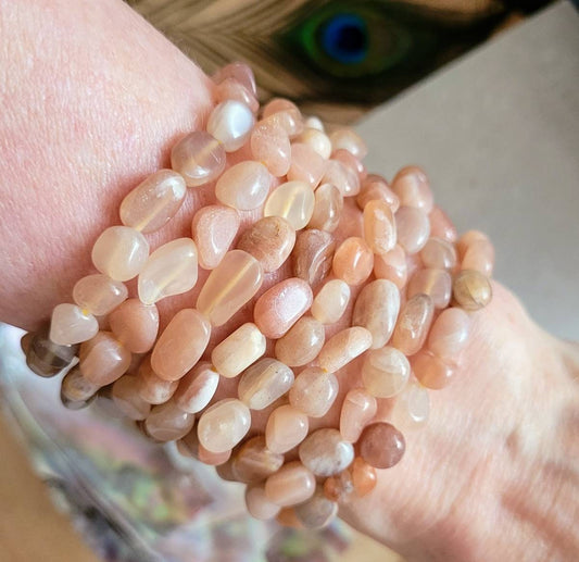 sunstone bracelet nugget crystal healing stretchy stacking natural stone positivity happiness