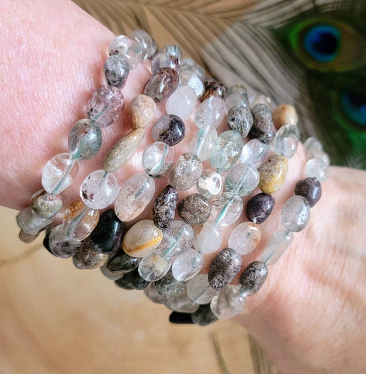 Phantom Quartz Bracelet natural stone Crystal healing nuggets gemstone jewelry