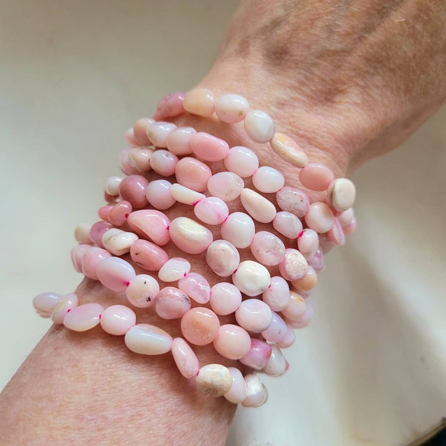 pink opal bracelet crystal healing natural stone heart chakra gemstone jewellery