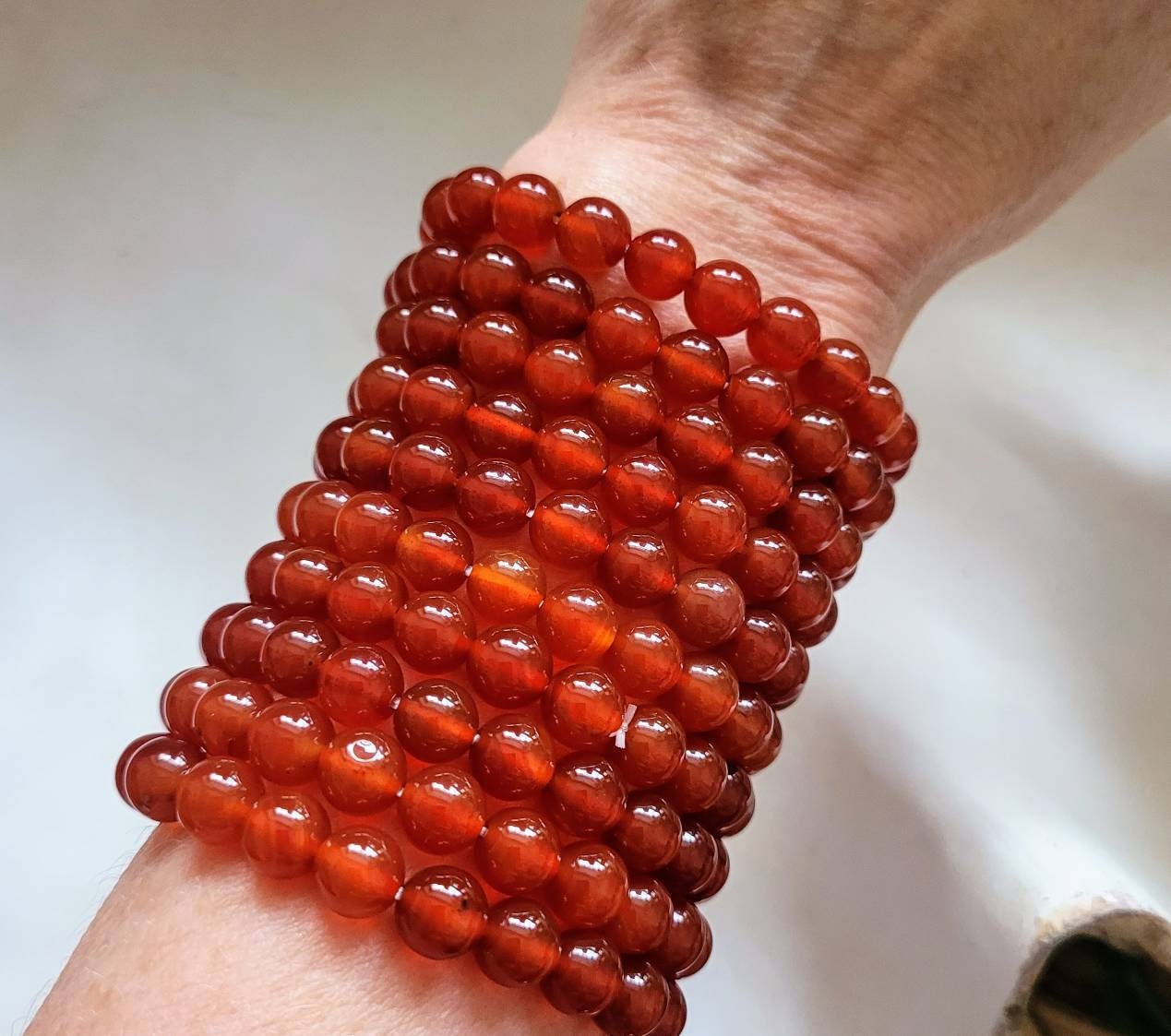 carnelian bracelet natural stone crystal healing stretchy stacking sacral chakra jewellery gift for him or her