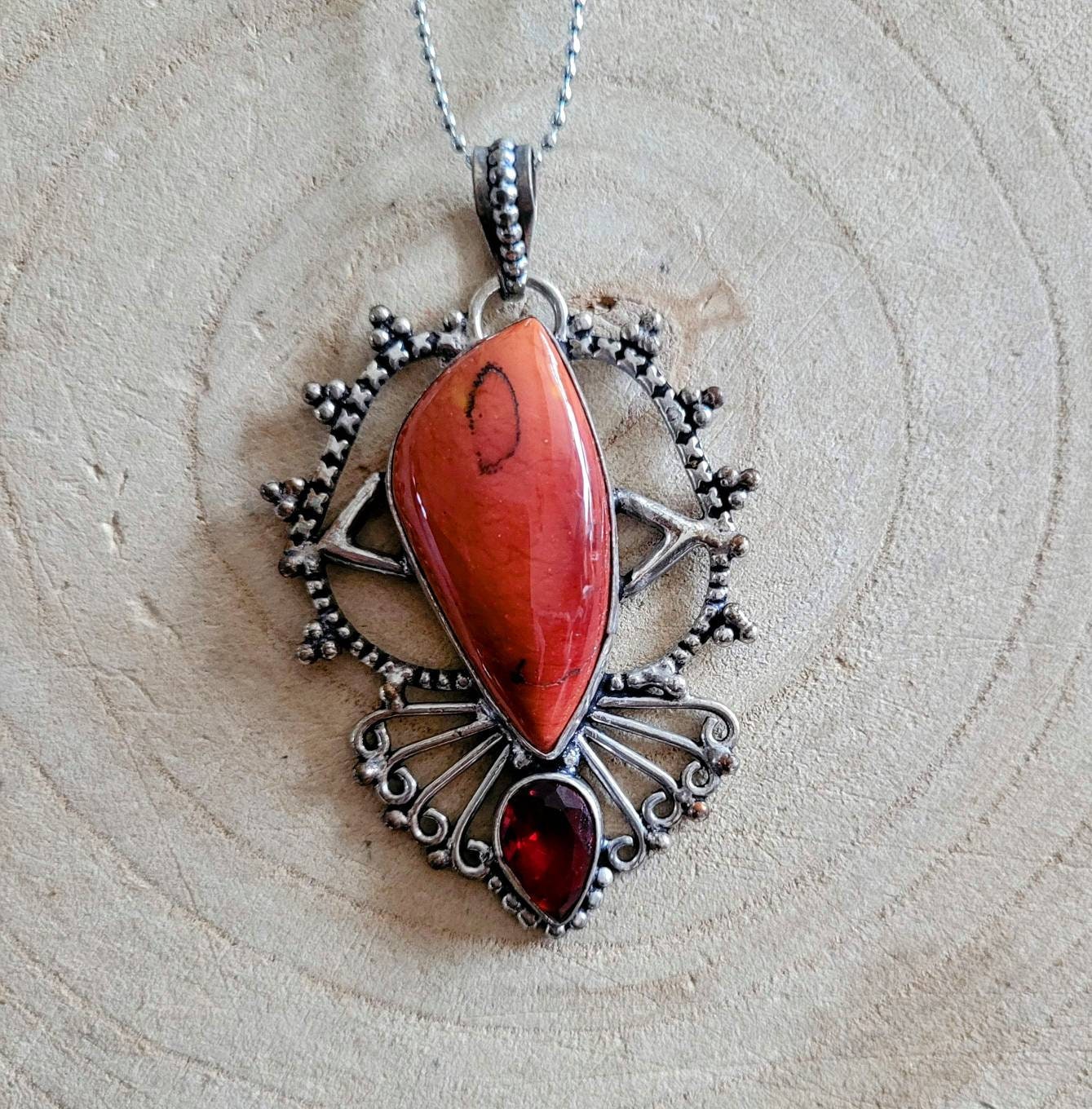 Red Jasper necklace red garnet pendant 925 silver pendant natural stone jewellery crystal healing jewelry