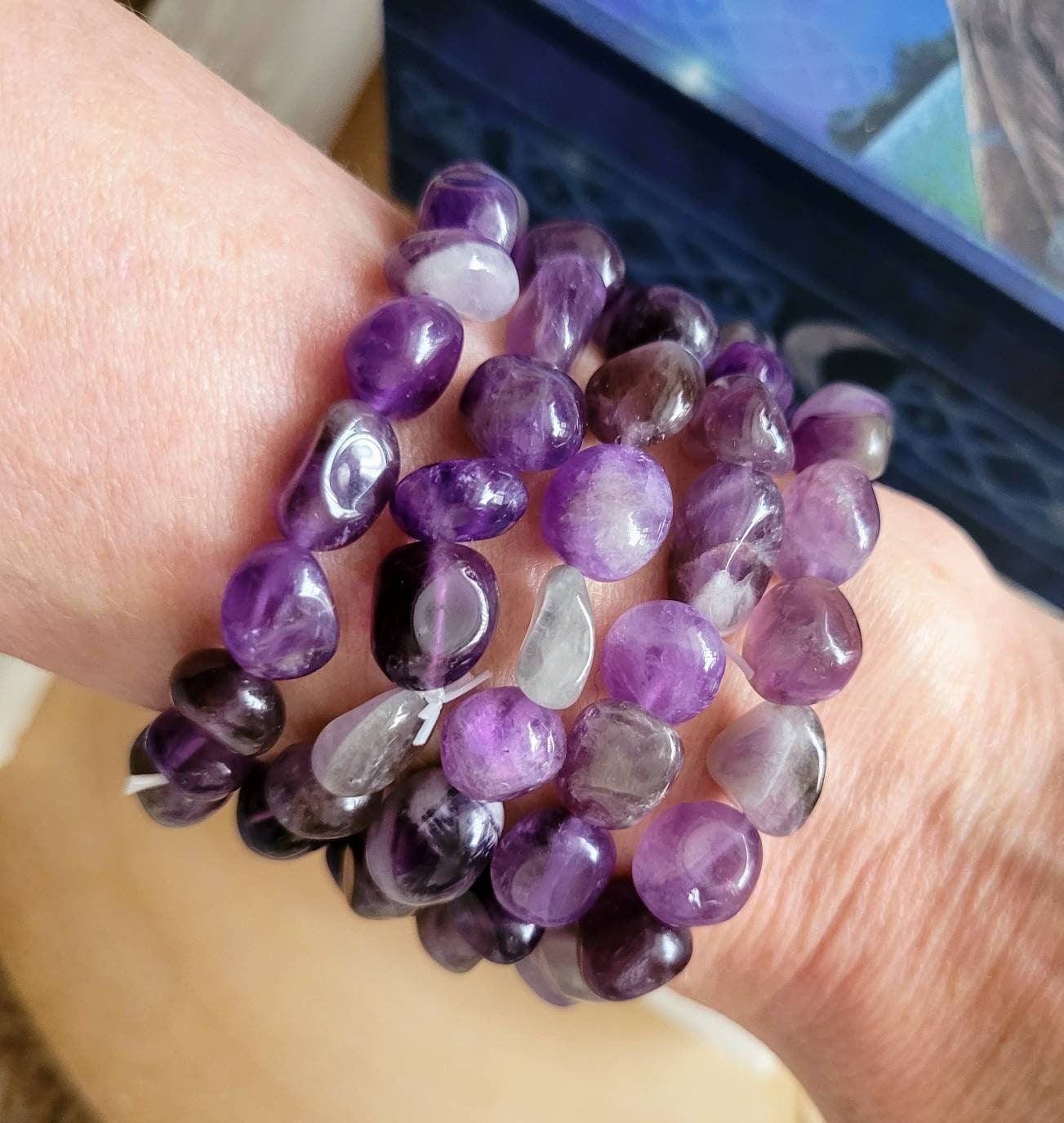 Amethyst Bracelet crystal healing natural stone February birthstone stacking jewellery gemstone jewelry