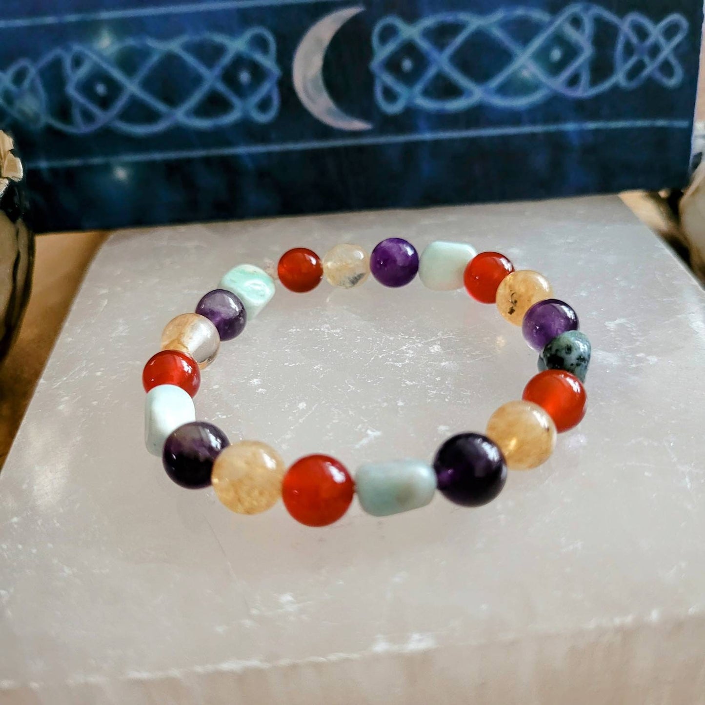 Leo bracelet star sign stacking stretchy crystal healing zodiac jewellery natural stone