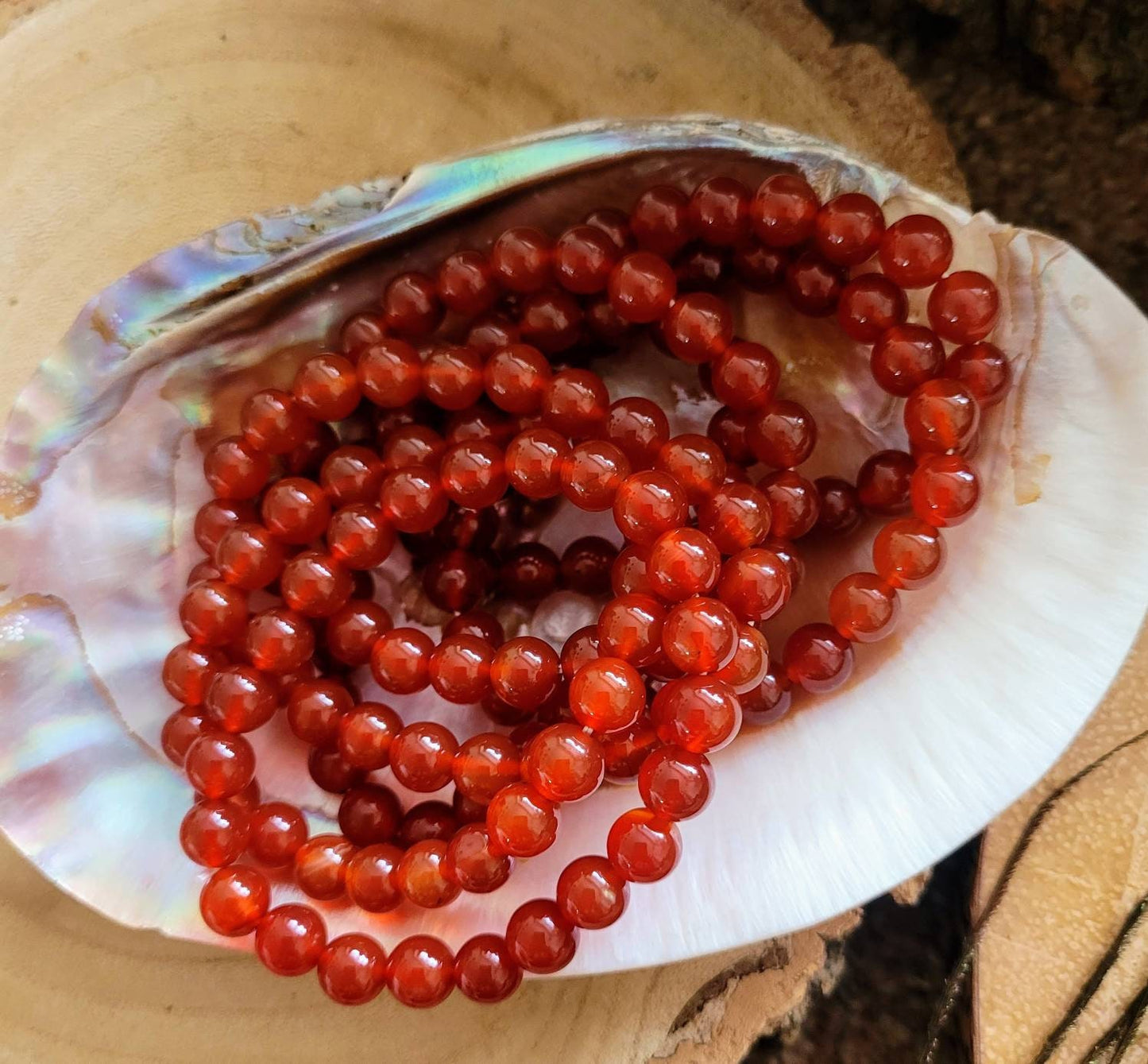 carnelian bracelet natural stone crystal healing stretchy stacking sacral chakra jewellery gift for him or her