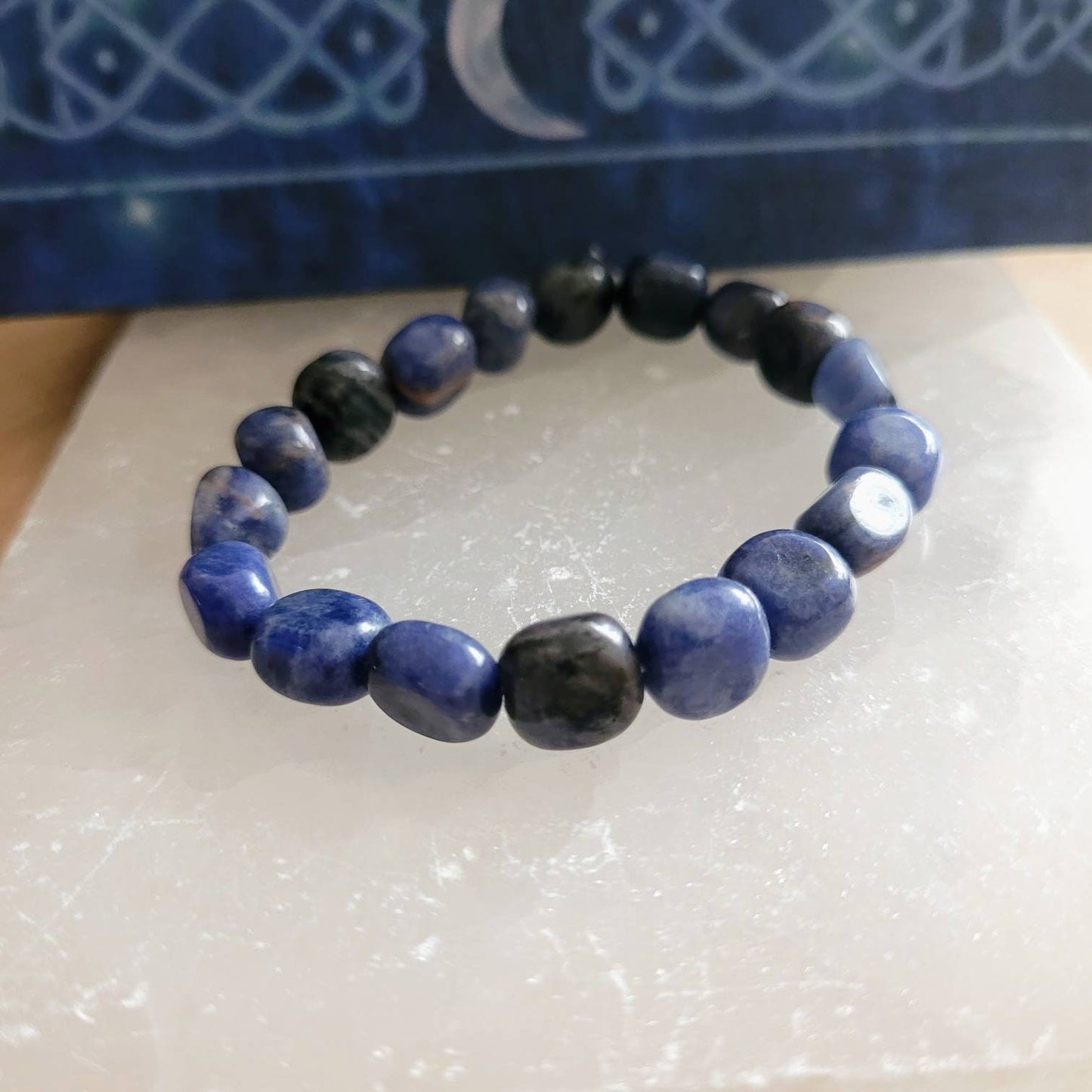 Sodalite bracelet nugget minimalist crystal healing natural stone throat chakra