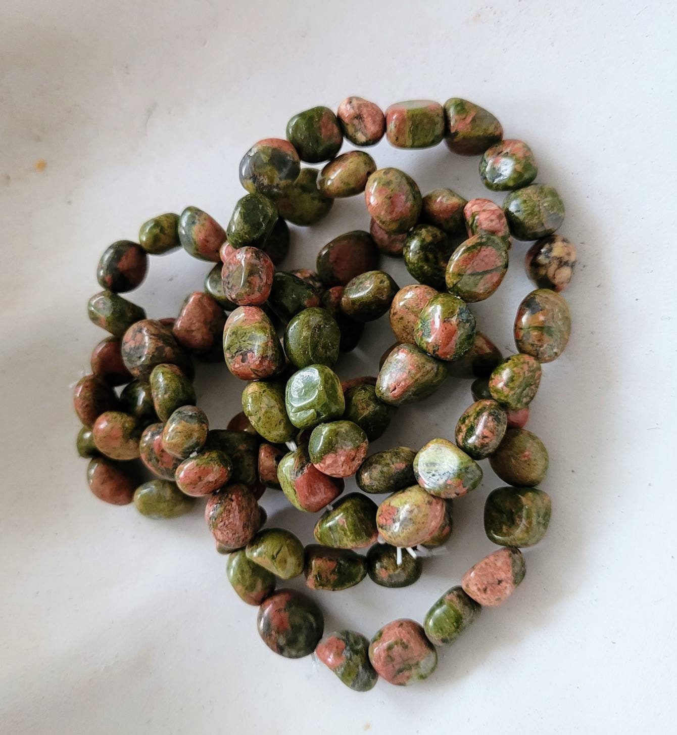 Unakite bracelet crystal healing natural Stone stretchy stacking bracelet