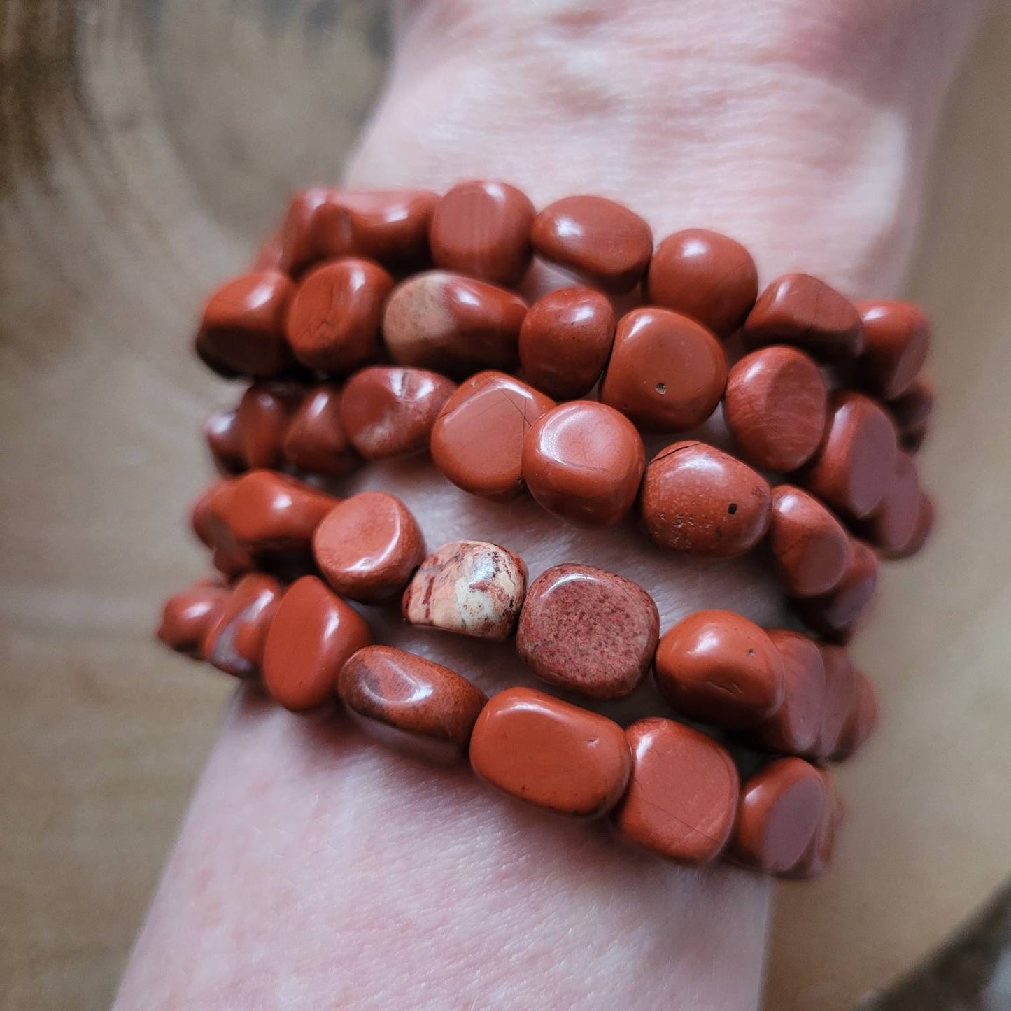 Red Jasper bracelet crystal healing gift for him or her grounding root chakra handmade jewellery