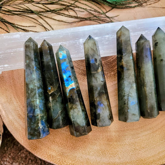 labradorite tower point crystal healing witchy home decor natural stone gift for him or her