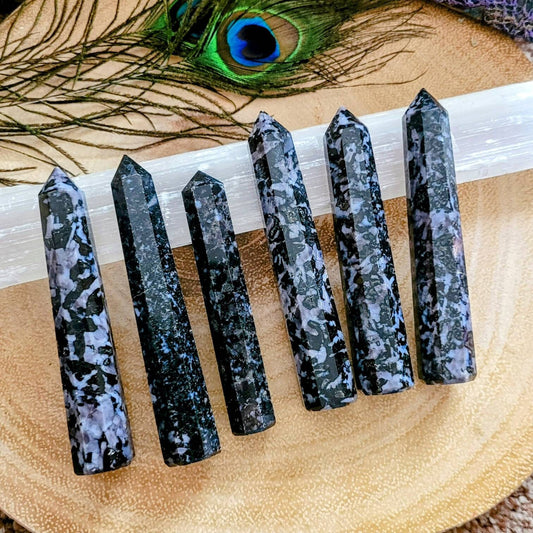 Indigo gabbro point mystic merlinite tower crystal healing natural stone witchy home decor gift for him or her