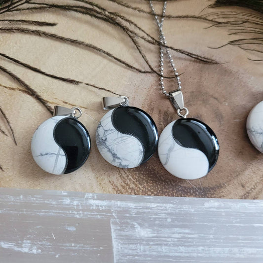 yin yang balance pendant oynx howlite  Necklace crystal healing spiritual support gift for him or her