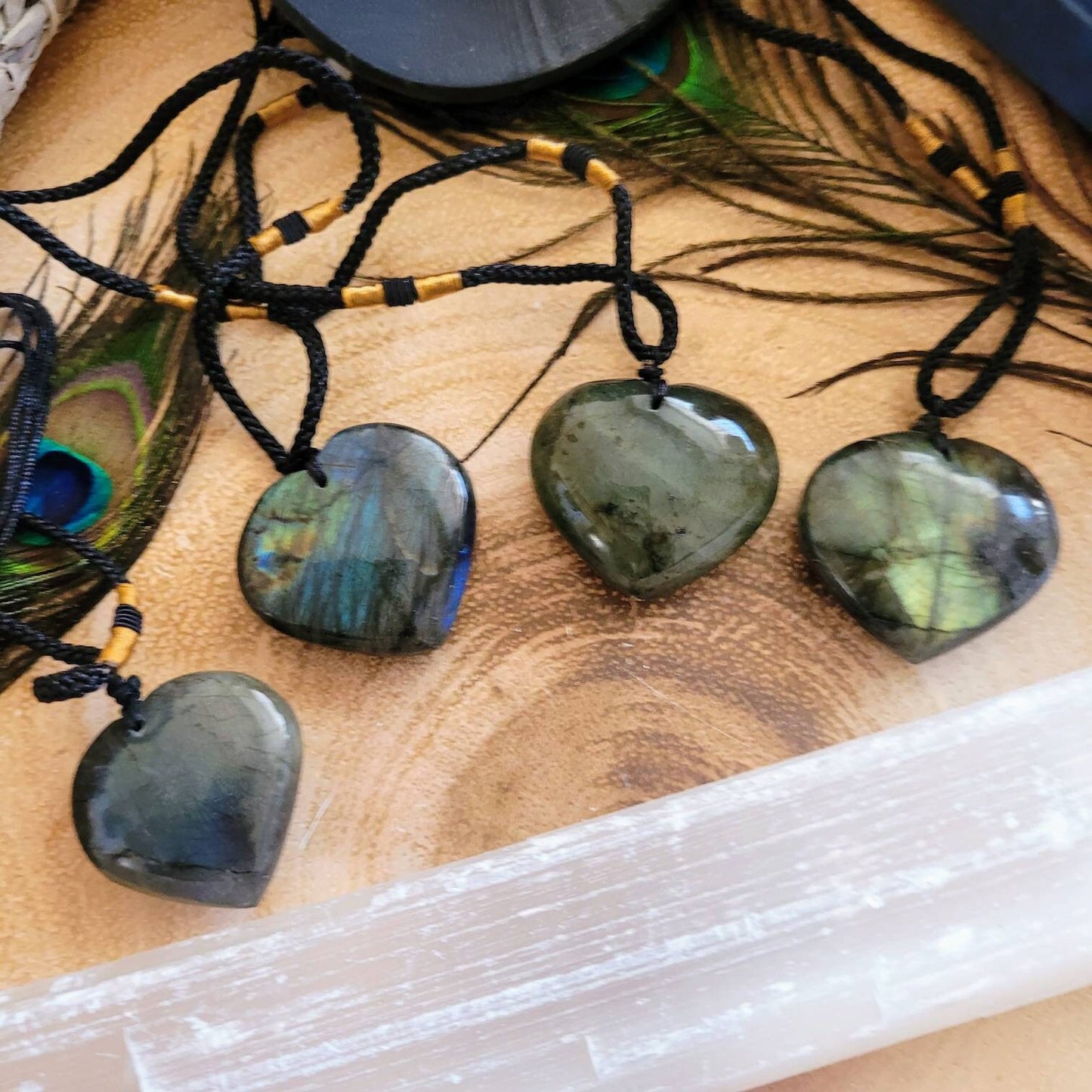 Labradorite heart adjustable necklace for women or men crystal healing jewellery gift for her witchy jewelry