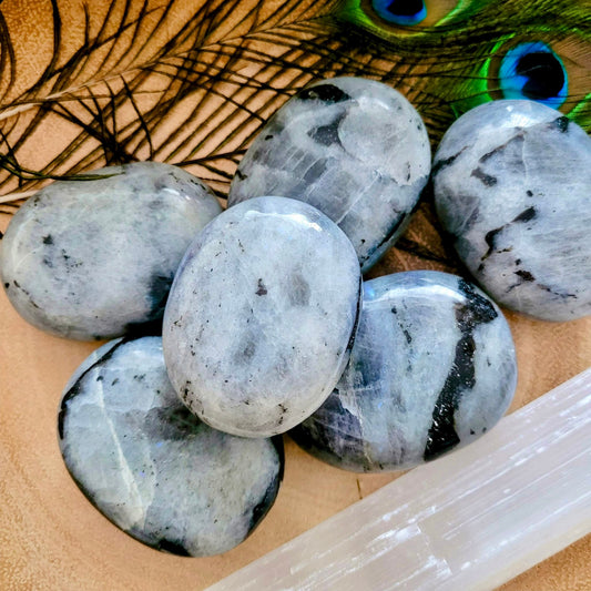 White Labradorite palmstone crystal healing natural stone