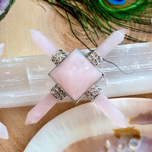 Rose Quartz Energy Generator pyramid Crystal healing natural stone home decor gift for her bedroom ornament